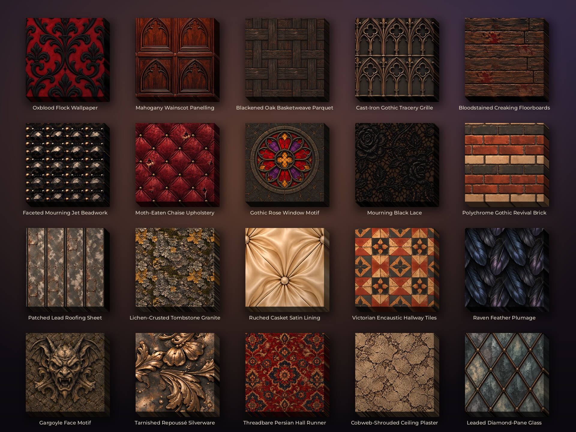 Victorian Gothic Manor - 20 Stylised PBR Textures 3D Texture