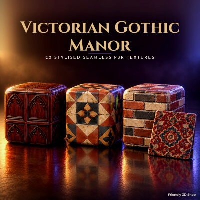 Victorian Gothic Manor - 20 Stylised PBR Textures