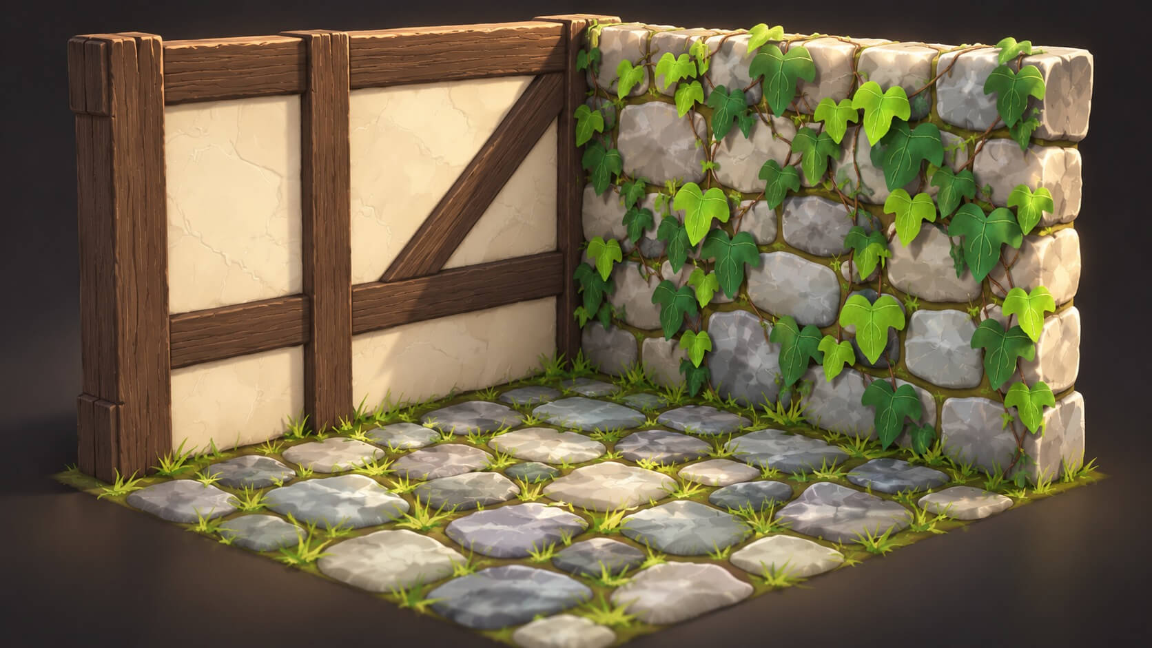 Village &amp Medieval Habitats Texture Pack - 100 Stylised 3D Texture