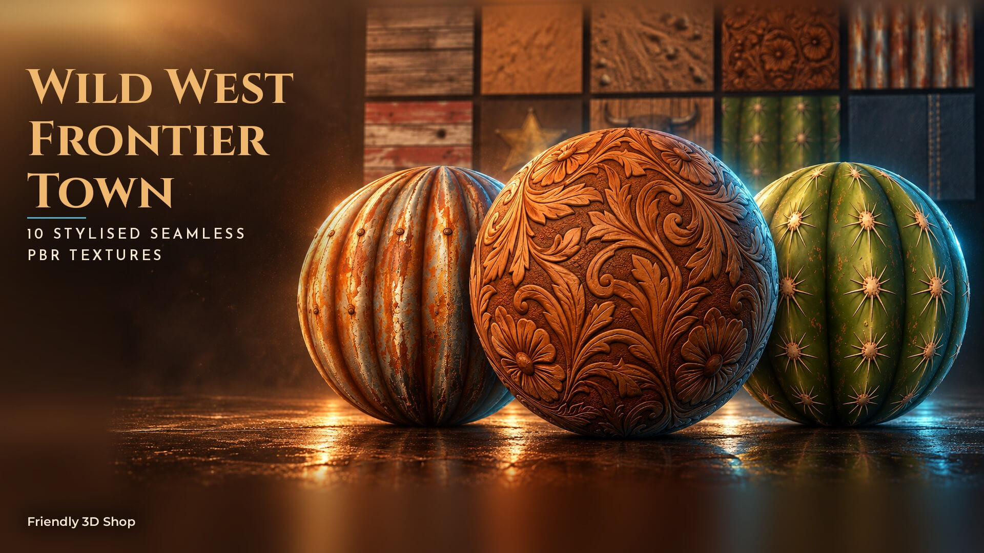 Wild West Frontier Town - 10 Stylised PBR Textures 3D Texture