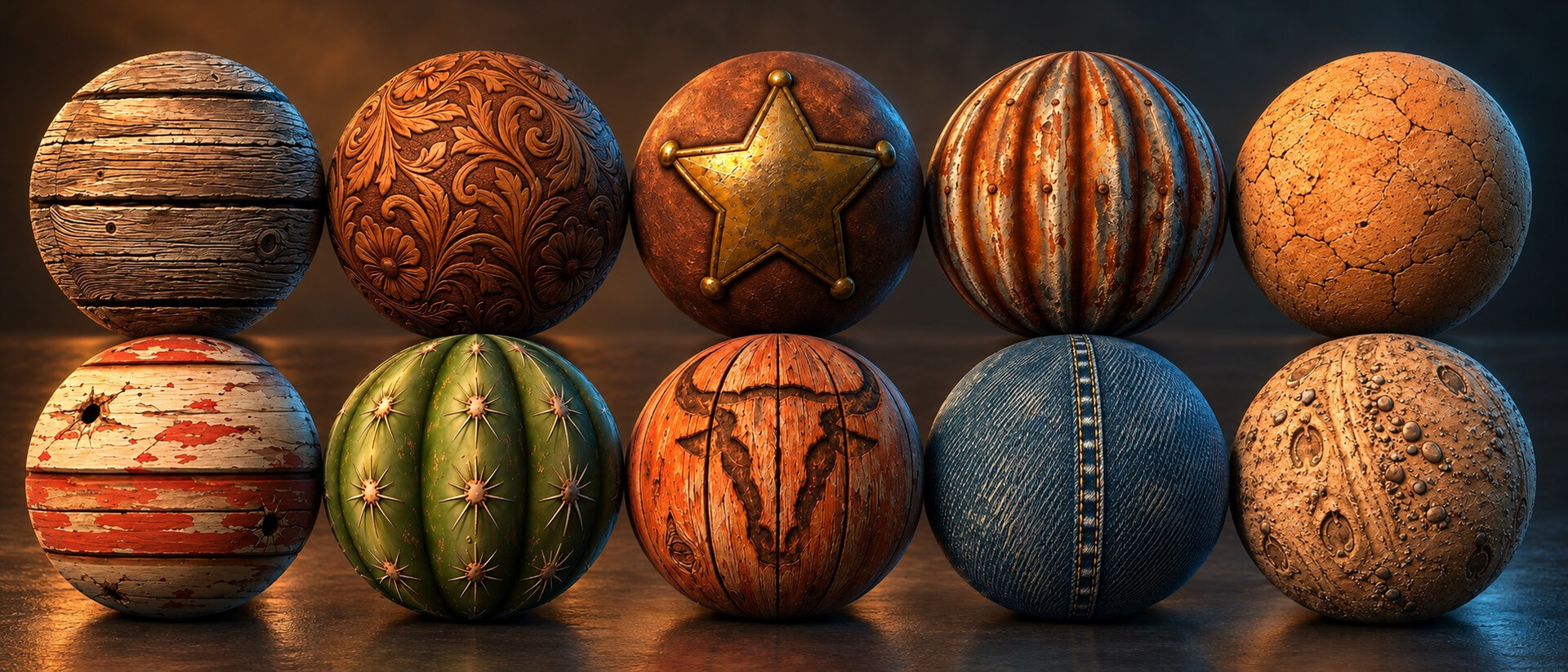 Wild West Frontier Town - 10 Stylised PBR Textures 3D Texture