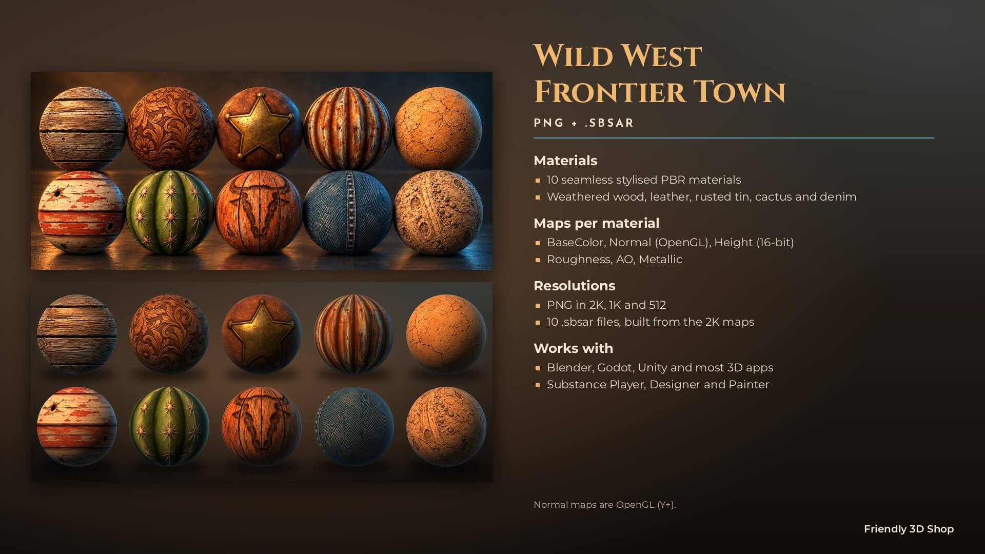 Wild West Frontier Town - 10 Stylised PBR Textures 3D Texture