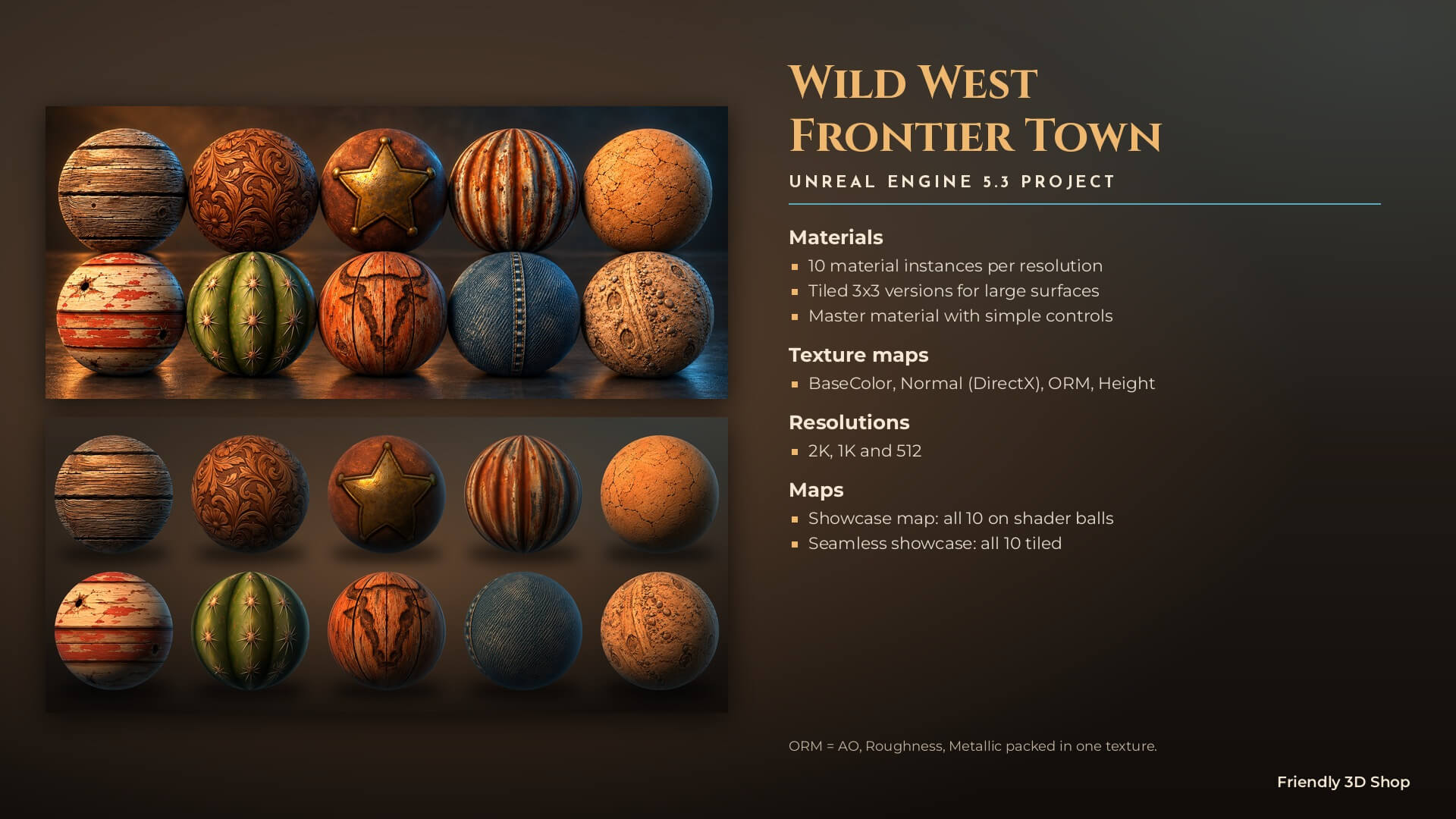 Wild West Frontier Town - 10 Stylised PBR Textures 3D Texture