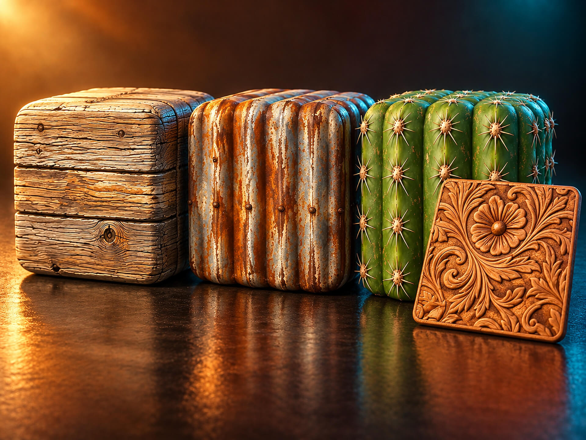 Wild West Frontier Town - 10 Stylised PBR Textures 3D Texture