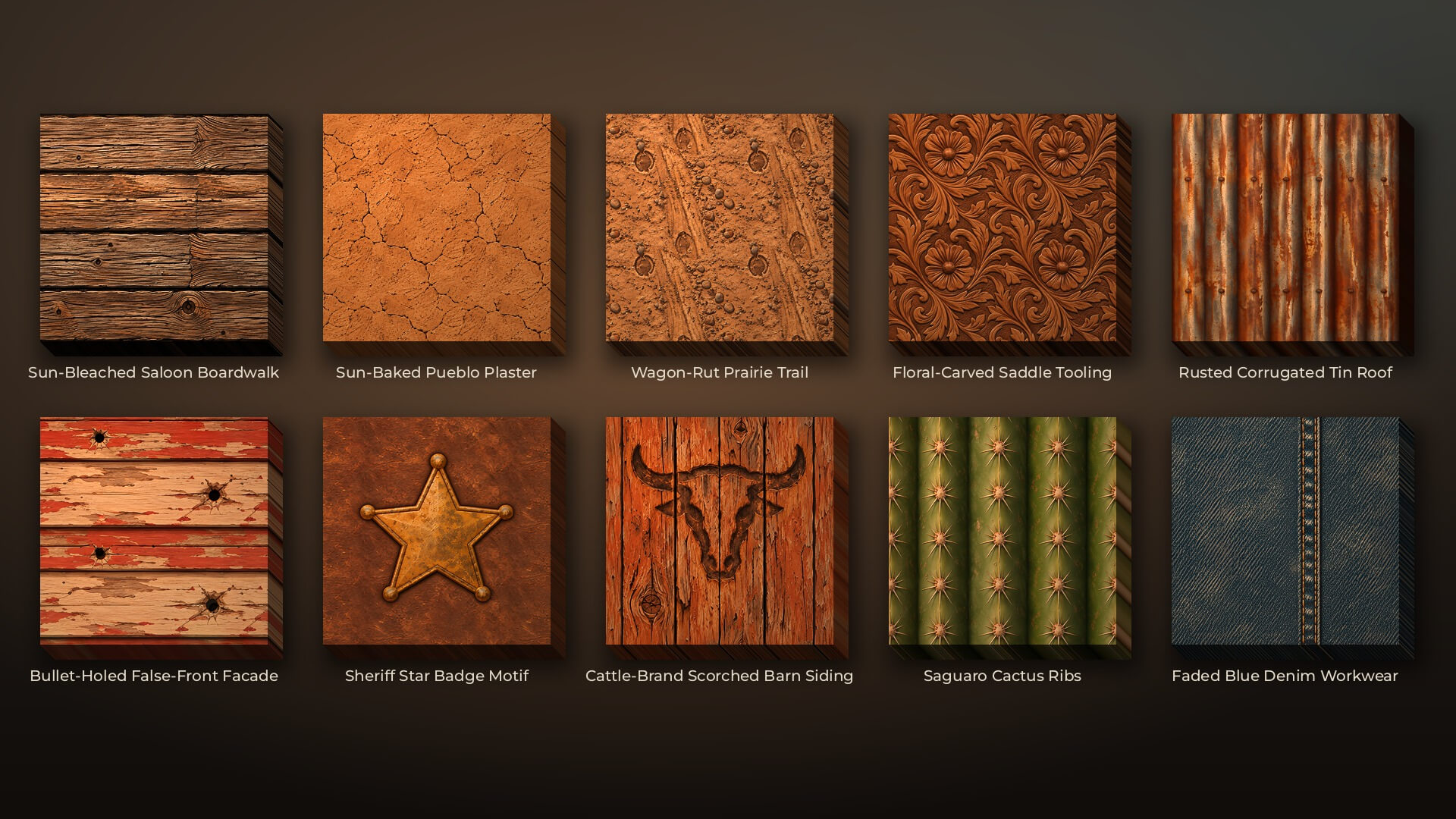 Wild West Frontier Town - 10 Stylised PBR Textures 3D Texture