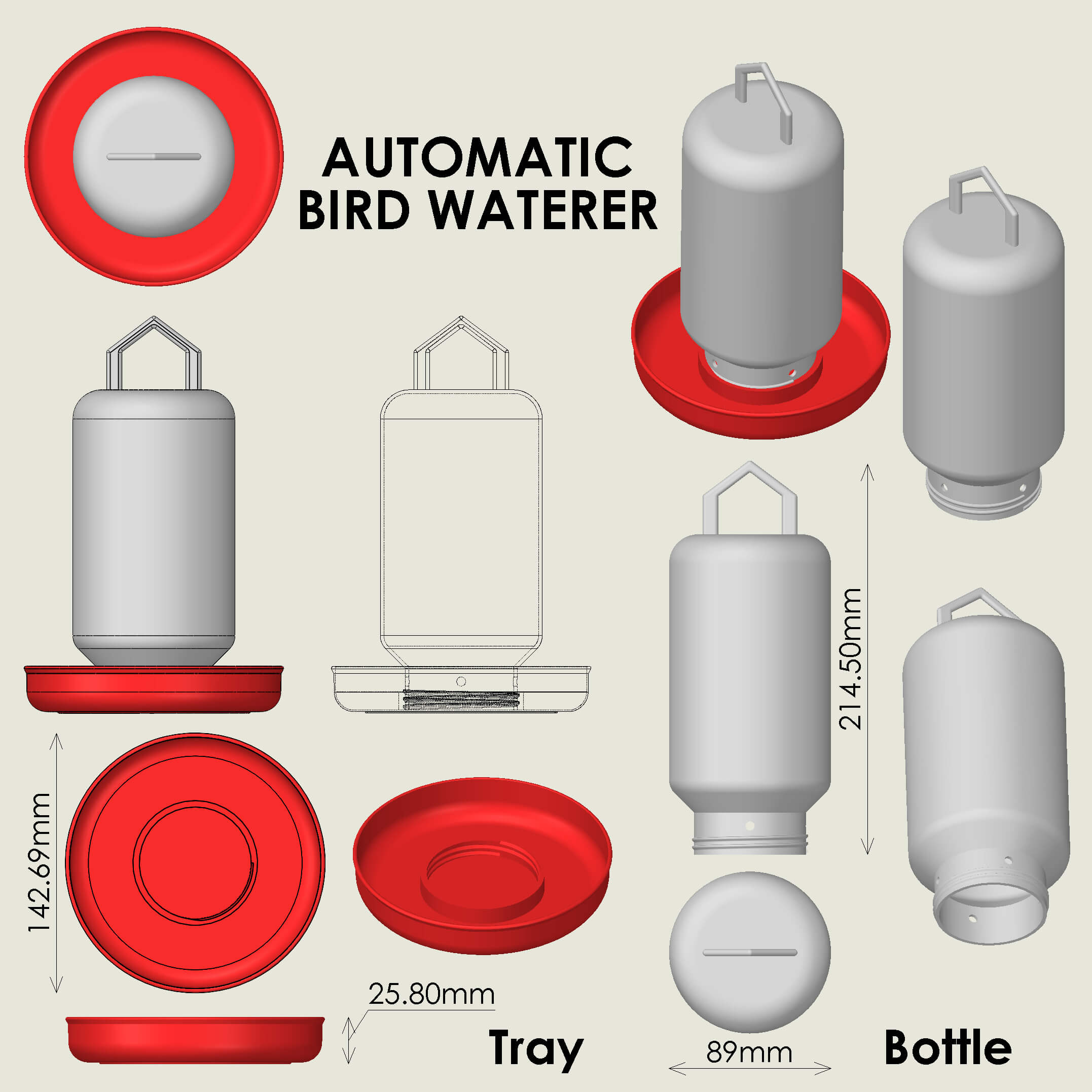 Automatic Bird Waterer 3D Model