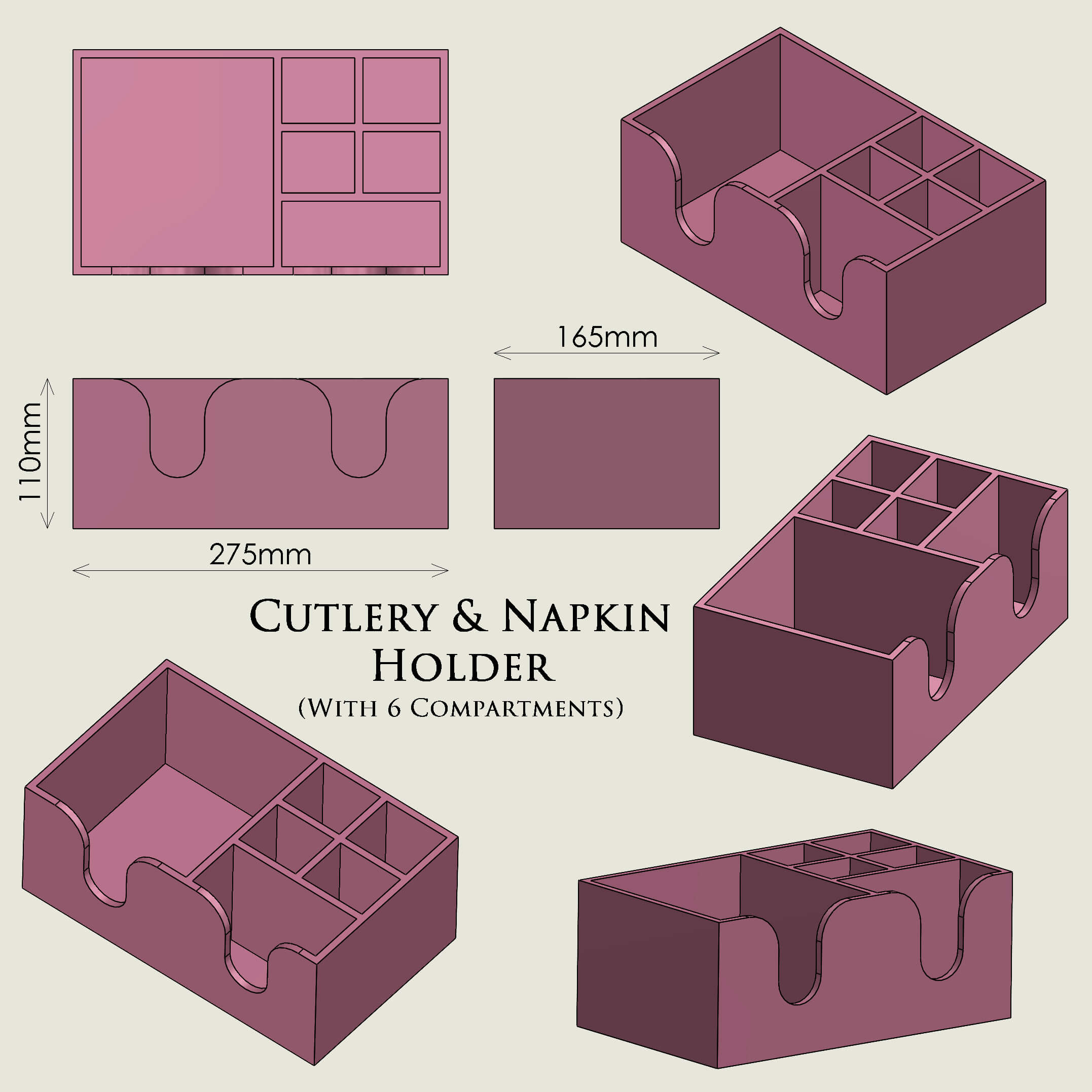 Holder for Cutlery and Napkin 3D Model