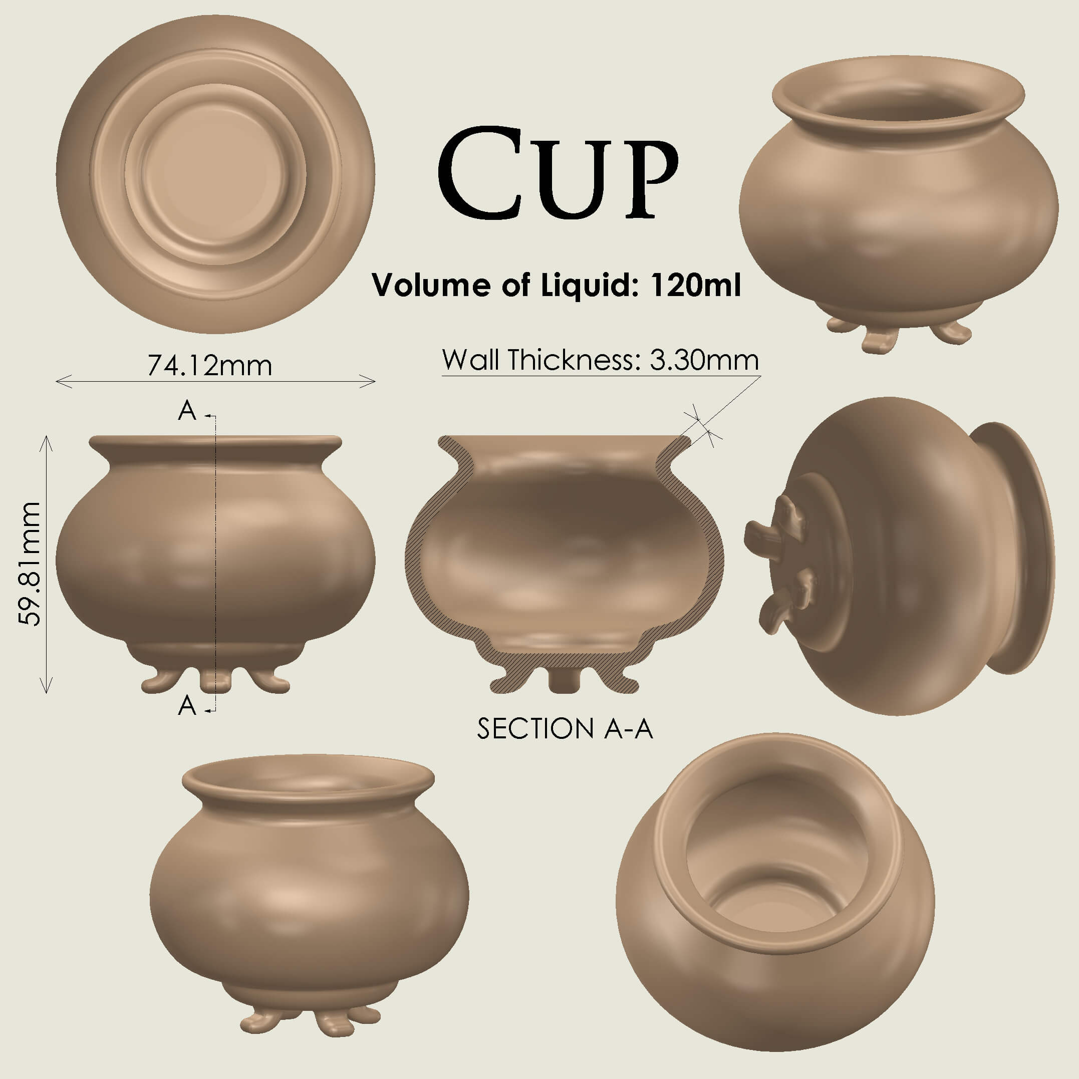Printable Cup 3D Model