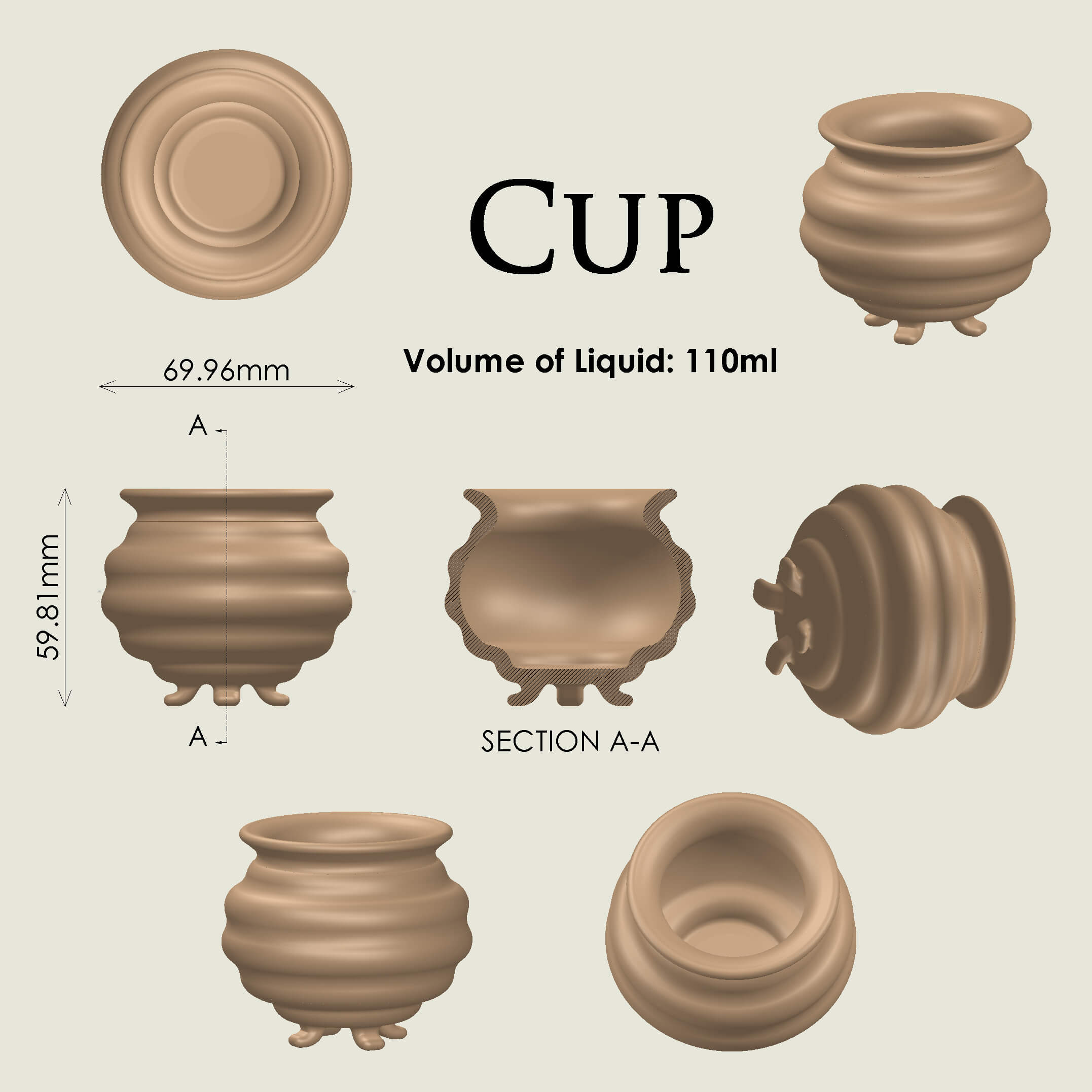 Printable Cup 3D Model