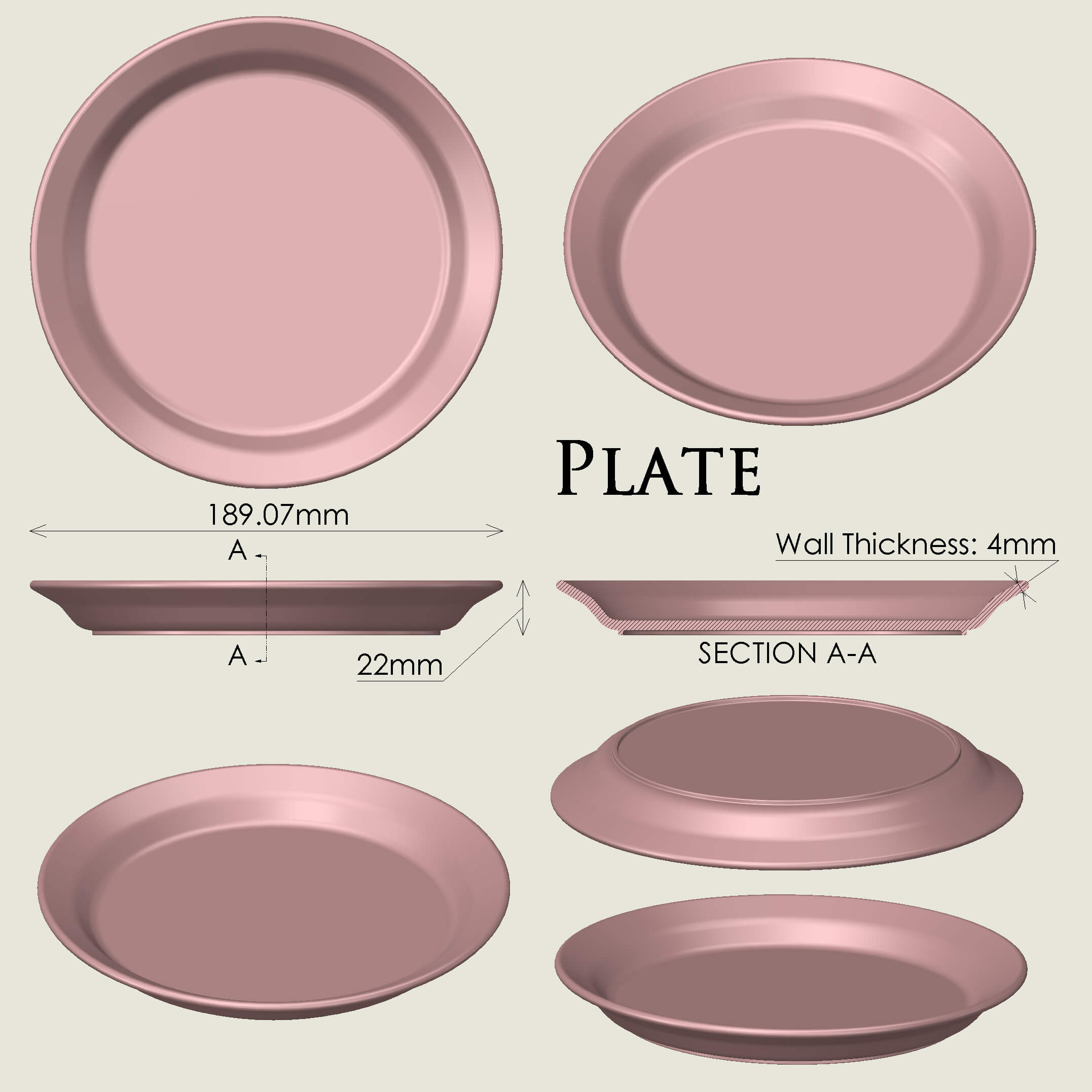 Printable Plate 3D Model