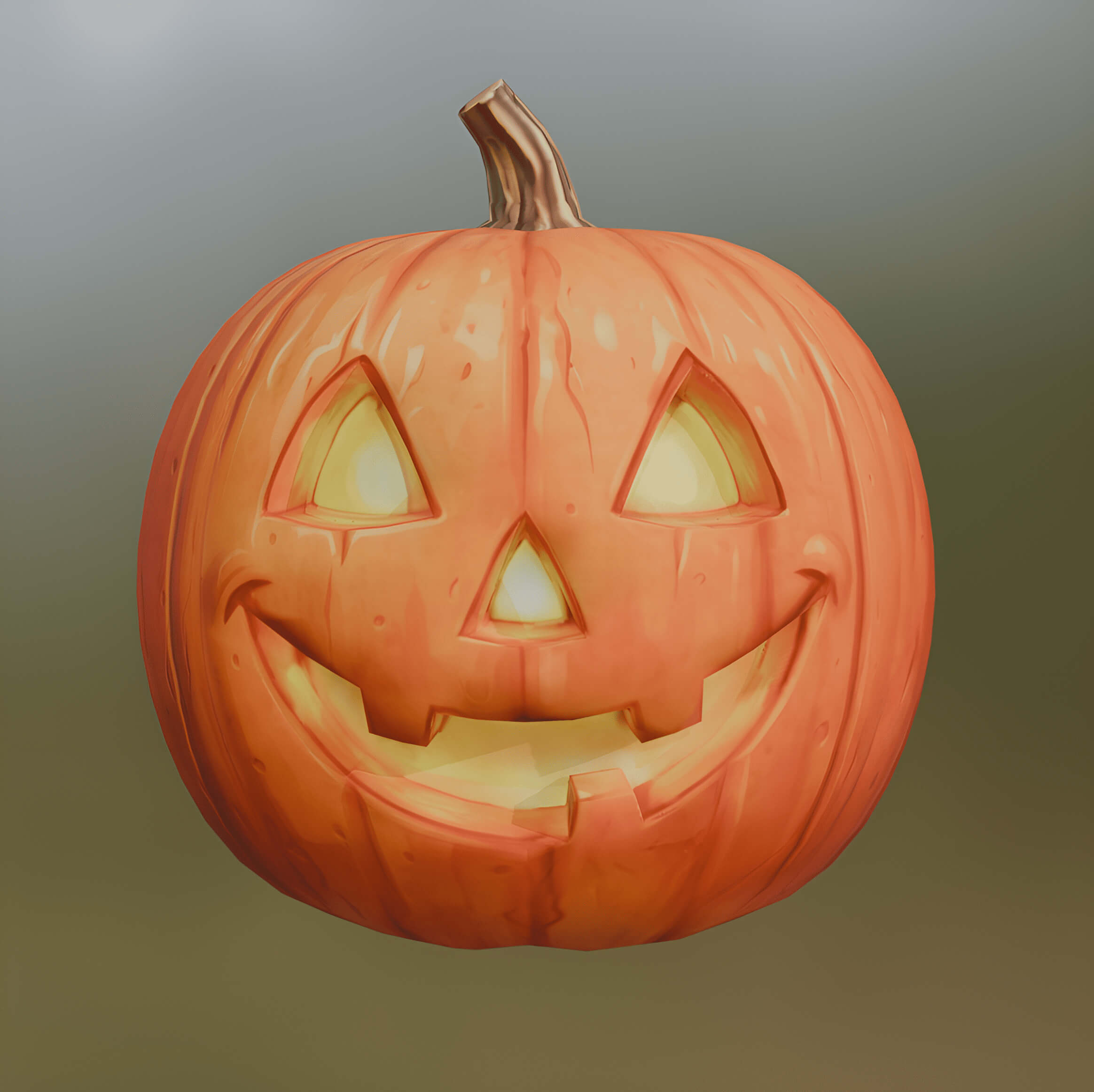 Low Poly Halloween Jack o Lantern Pumpkin 3D Model