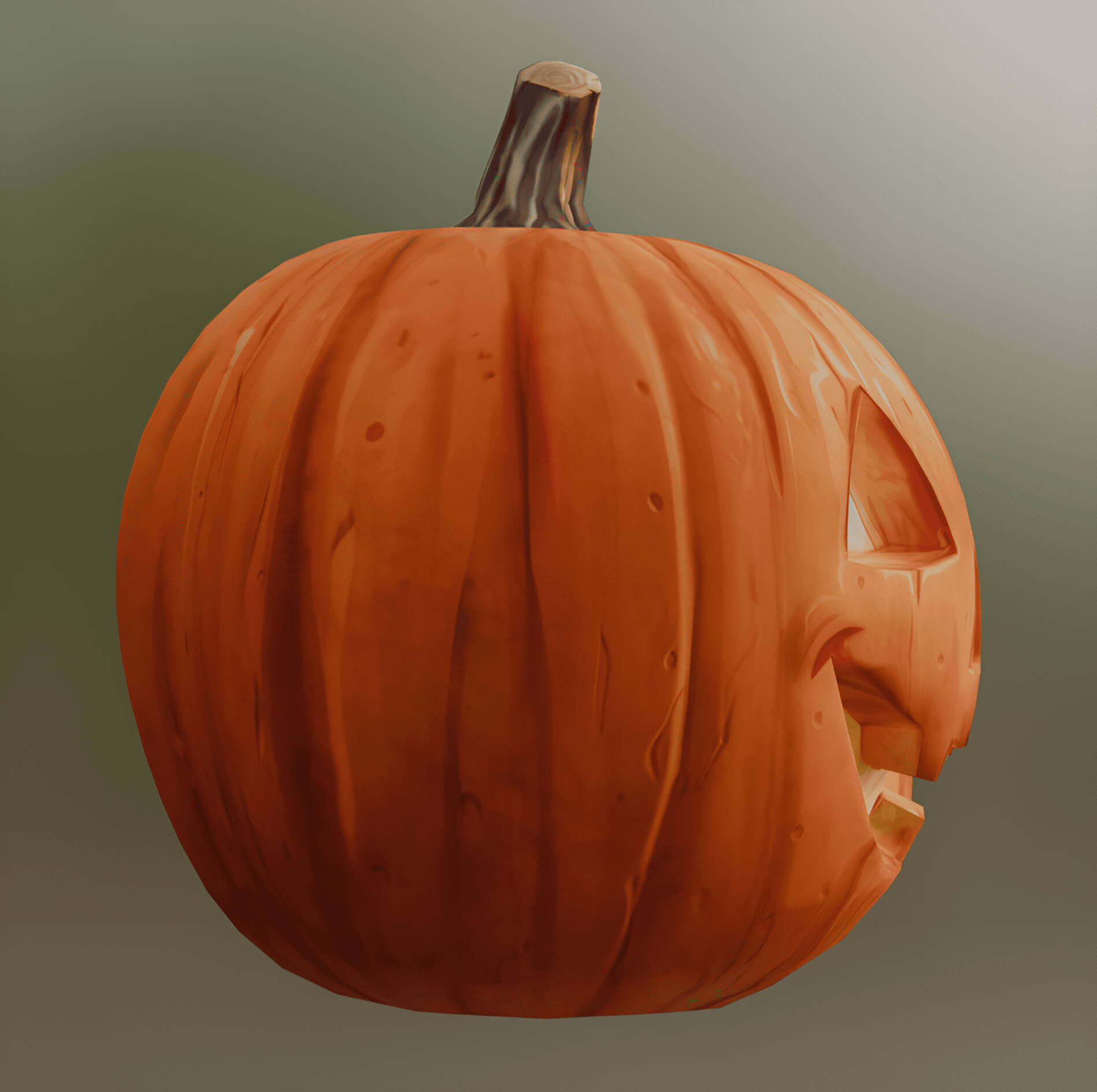Low Poly Halloween Jack o Lantern Pumpkin 3D Model