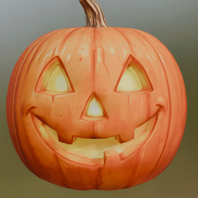Low Poly Halloween Jack o Lantern Pumpkin