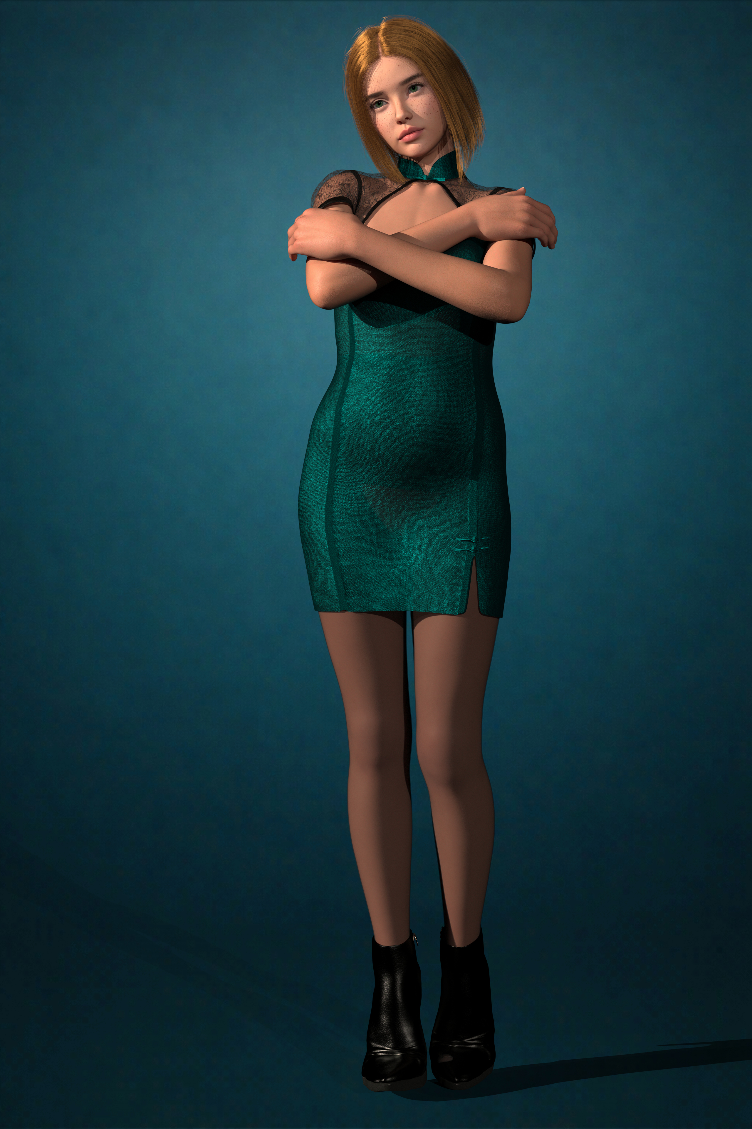 Turquoise Hesitation 3D Render, Digital Artwork by Game_updater