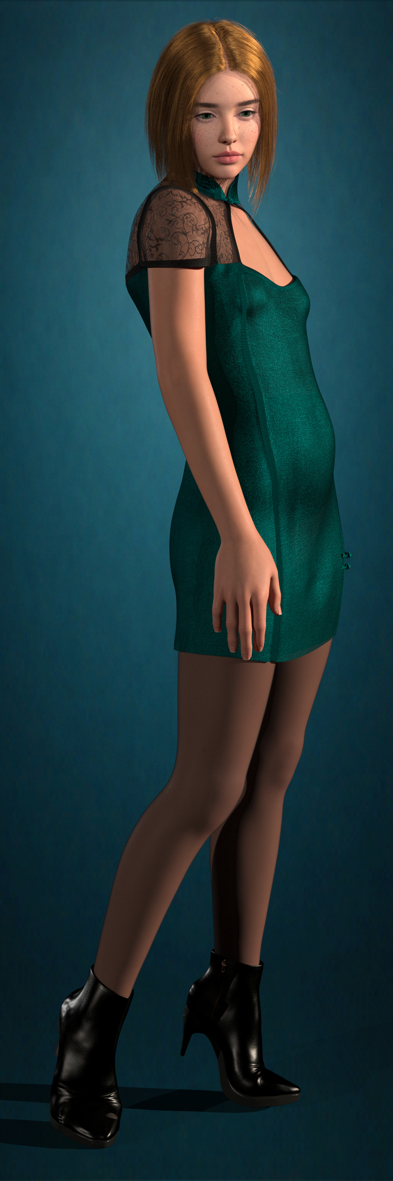 Turquoise Melancholy 3D Render, Digital Artwork by Game_updater