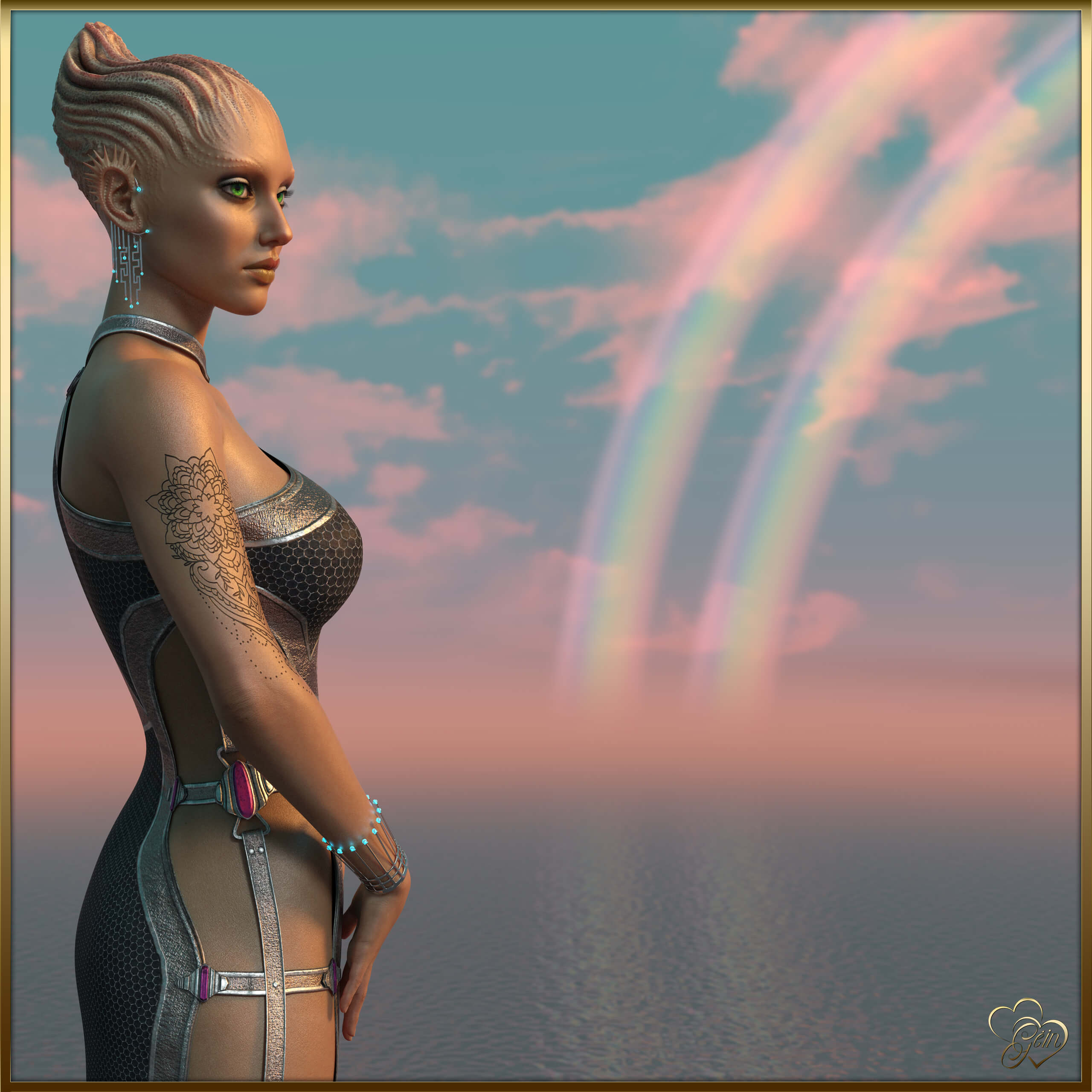 The Cosmic Queen 3D Render, Digital Artwork by Gein