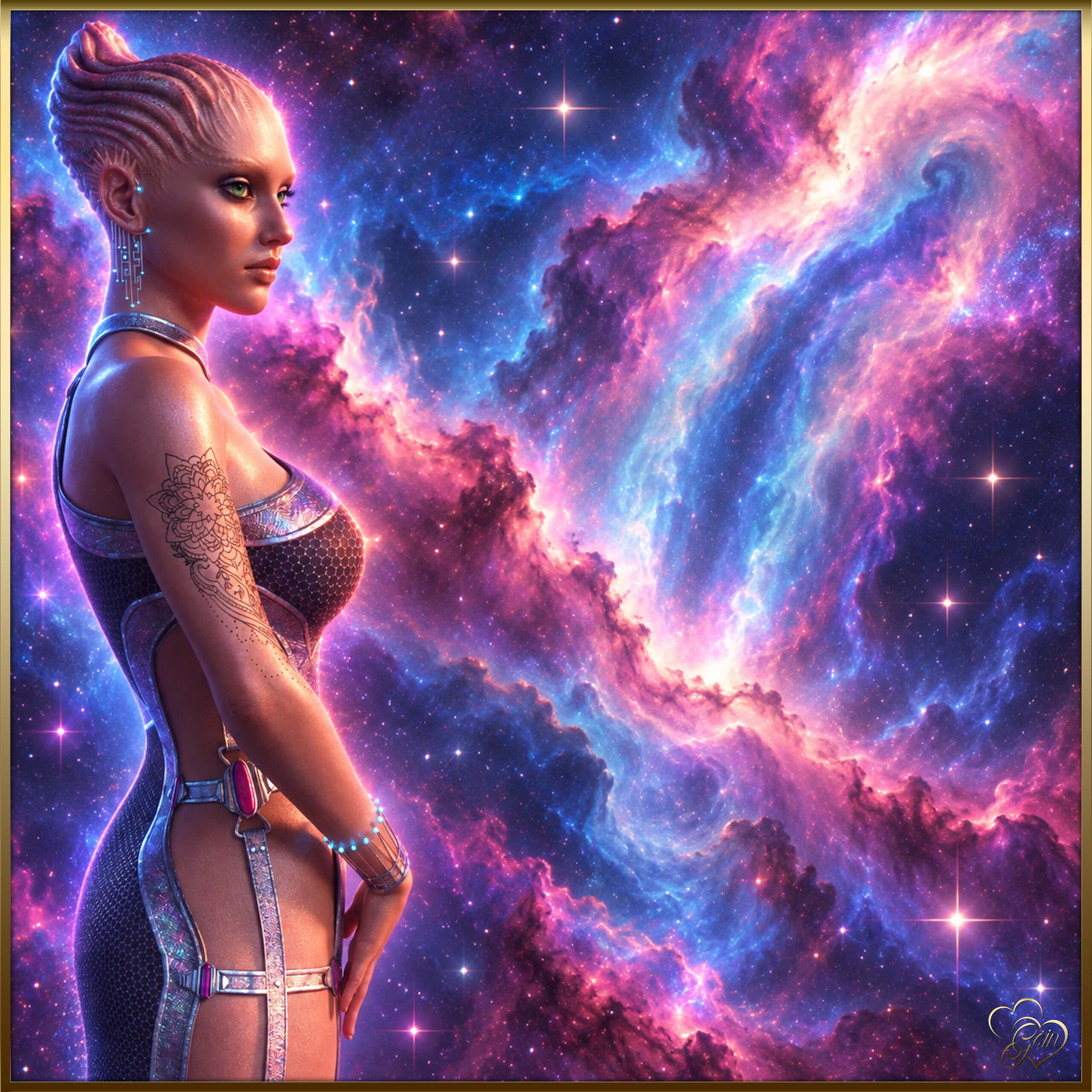 The Cosmic Queen 3D Render, Digital Artwork by Gein