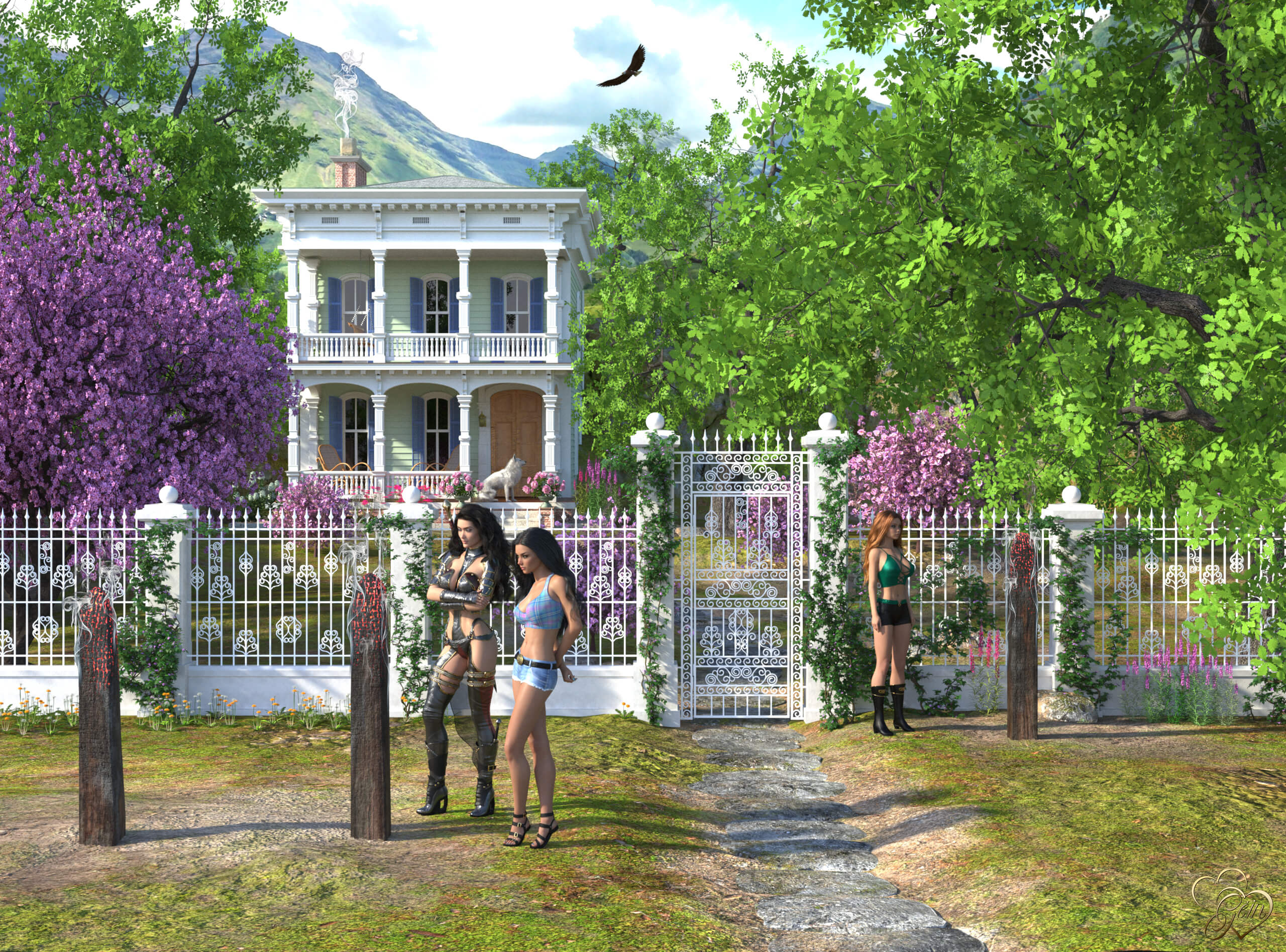 The House in the Woods 3D Render, Digital Artwork by Gein