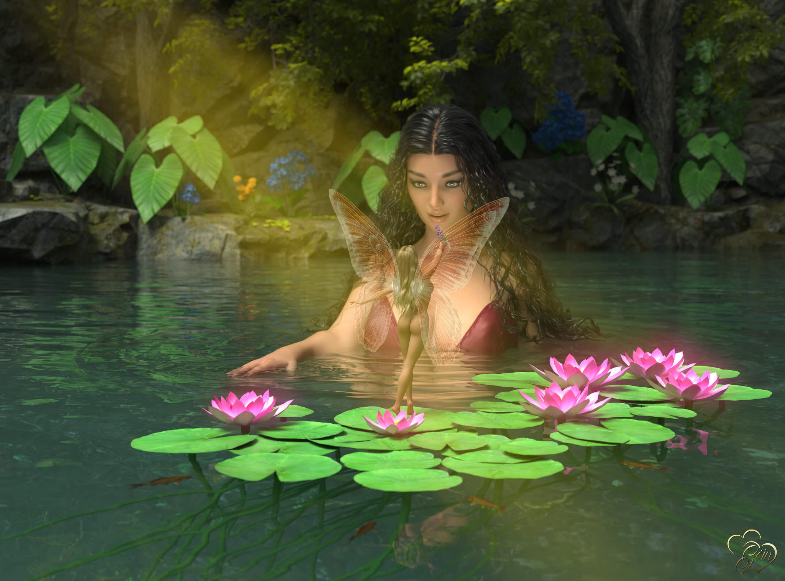 The Lilly Pond 3D Render, Digital Artwork by Gein