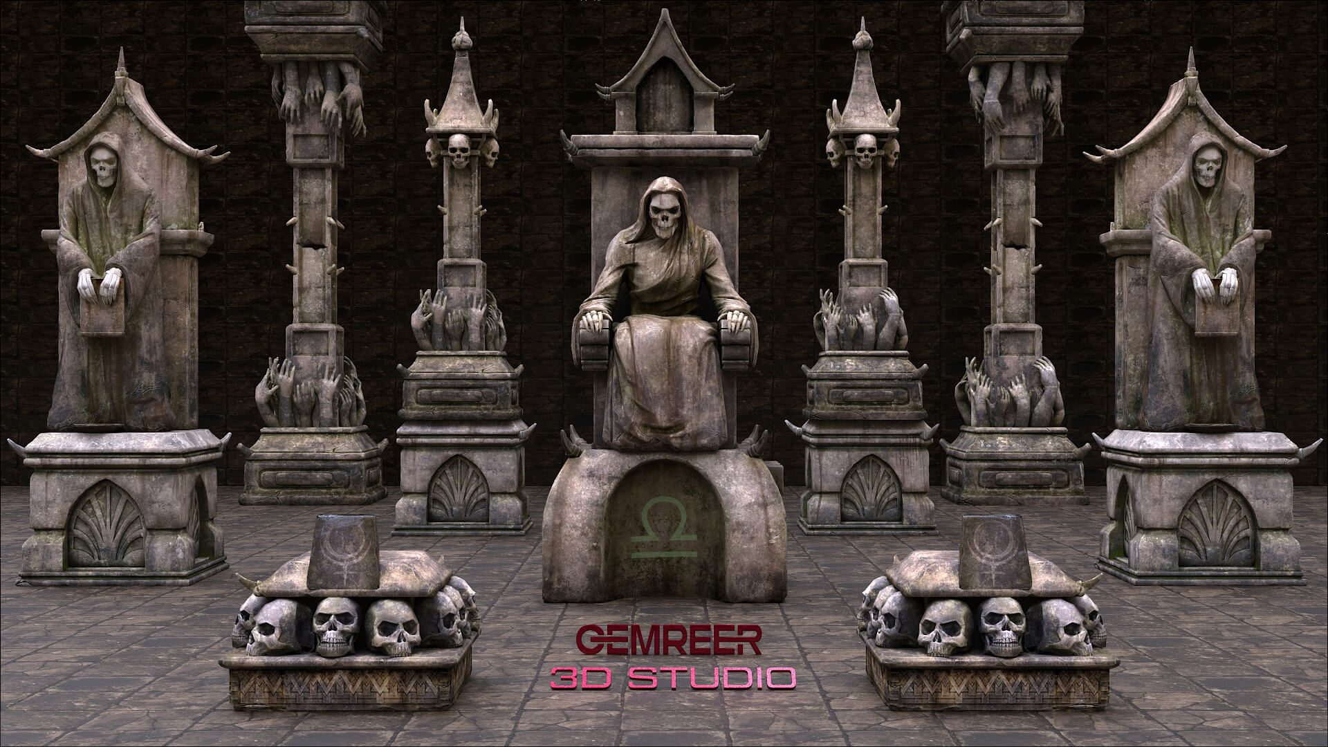 Divinity Court Occult Arch Pack gameready 3D Model