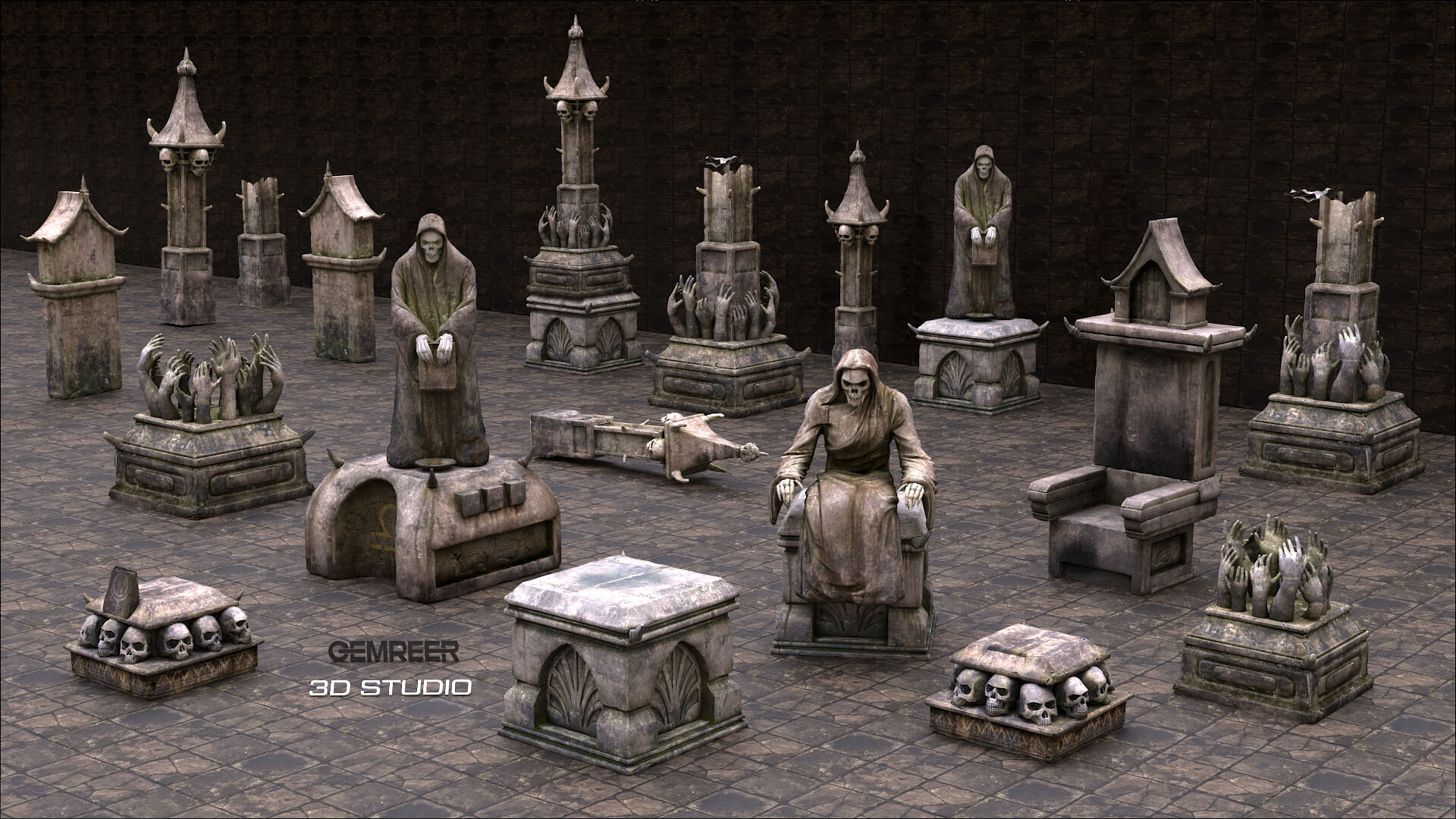 Divinity Court Occult Arch Pack gameready 3D Model