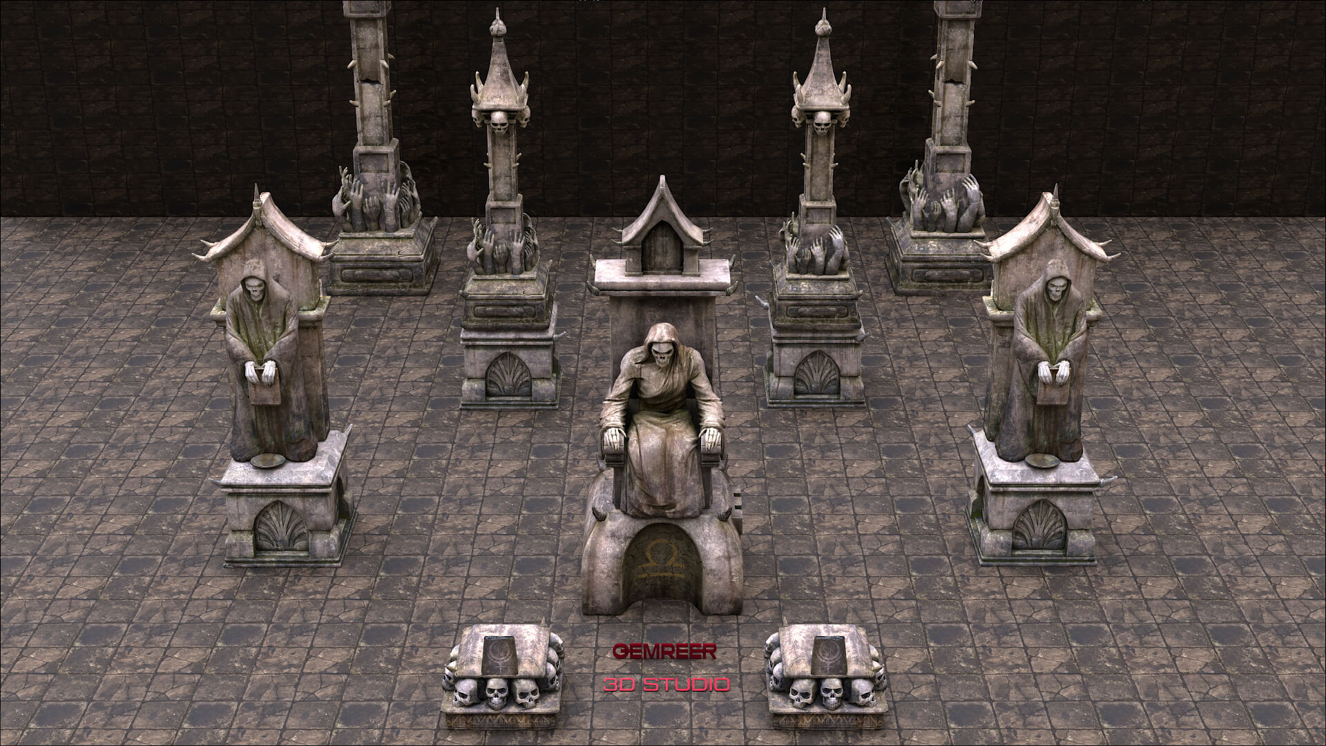 Divinity Court Occult Arch Pack gameready 3D Model
