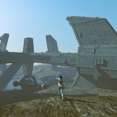 Cargo Ship Fallen 3D Wallpaper