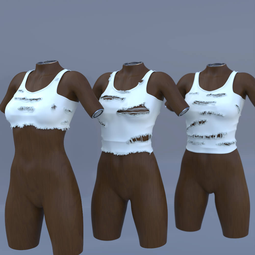 GD Ripped and Torn Tank Tops 5 Styles for G8FG8.1FG9 3D Render, Digital Artwork by giant dwarf