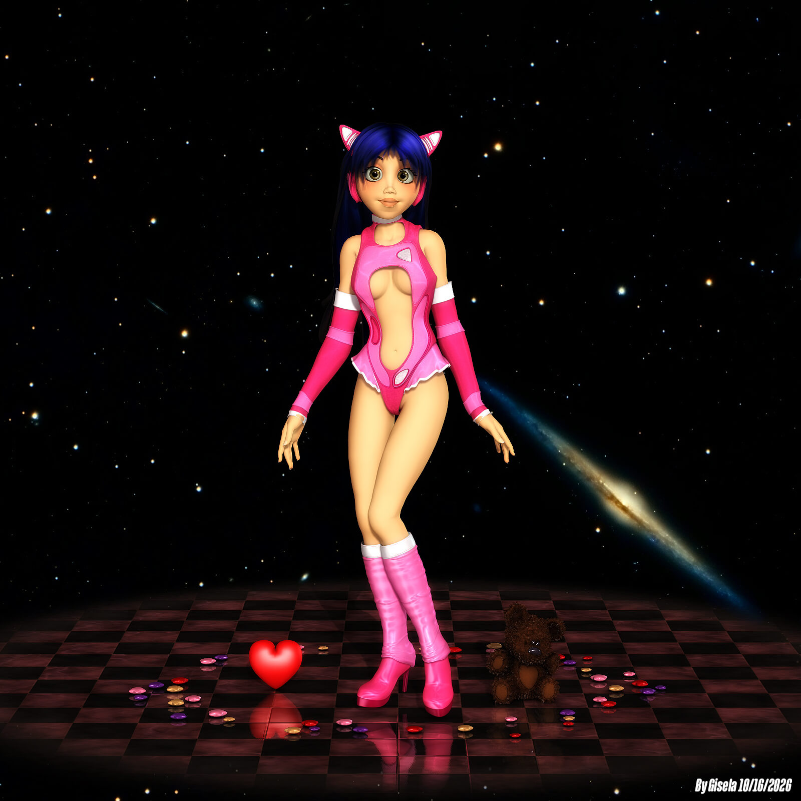 Aiko 3 Tabby 3D Render, Digital Artwork by Gise