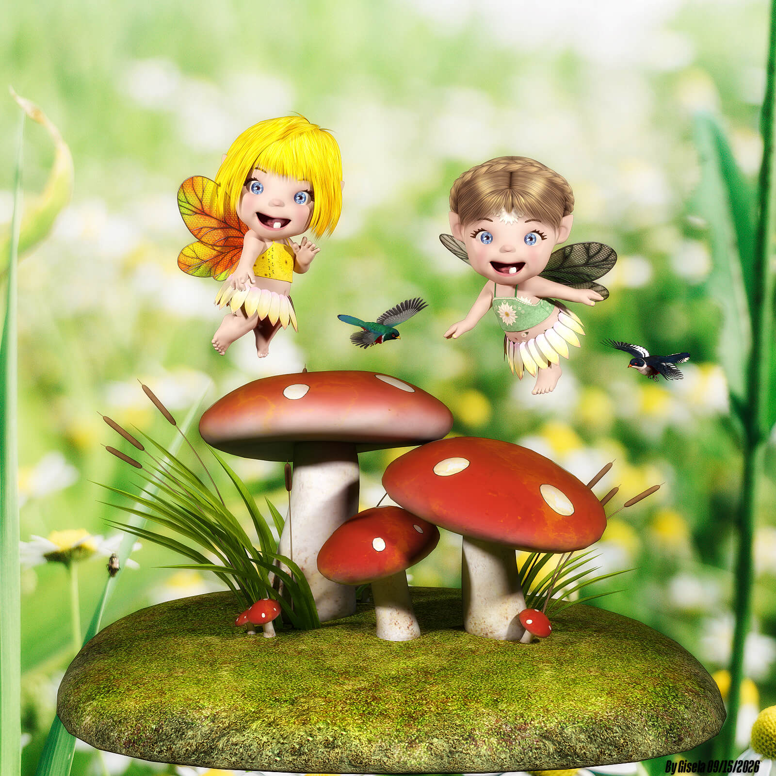 Blossoms 3D Render, Digital Artwork by Gise