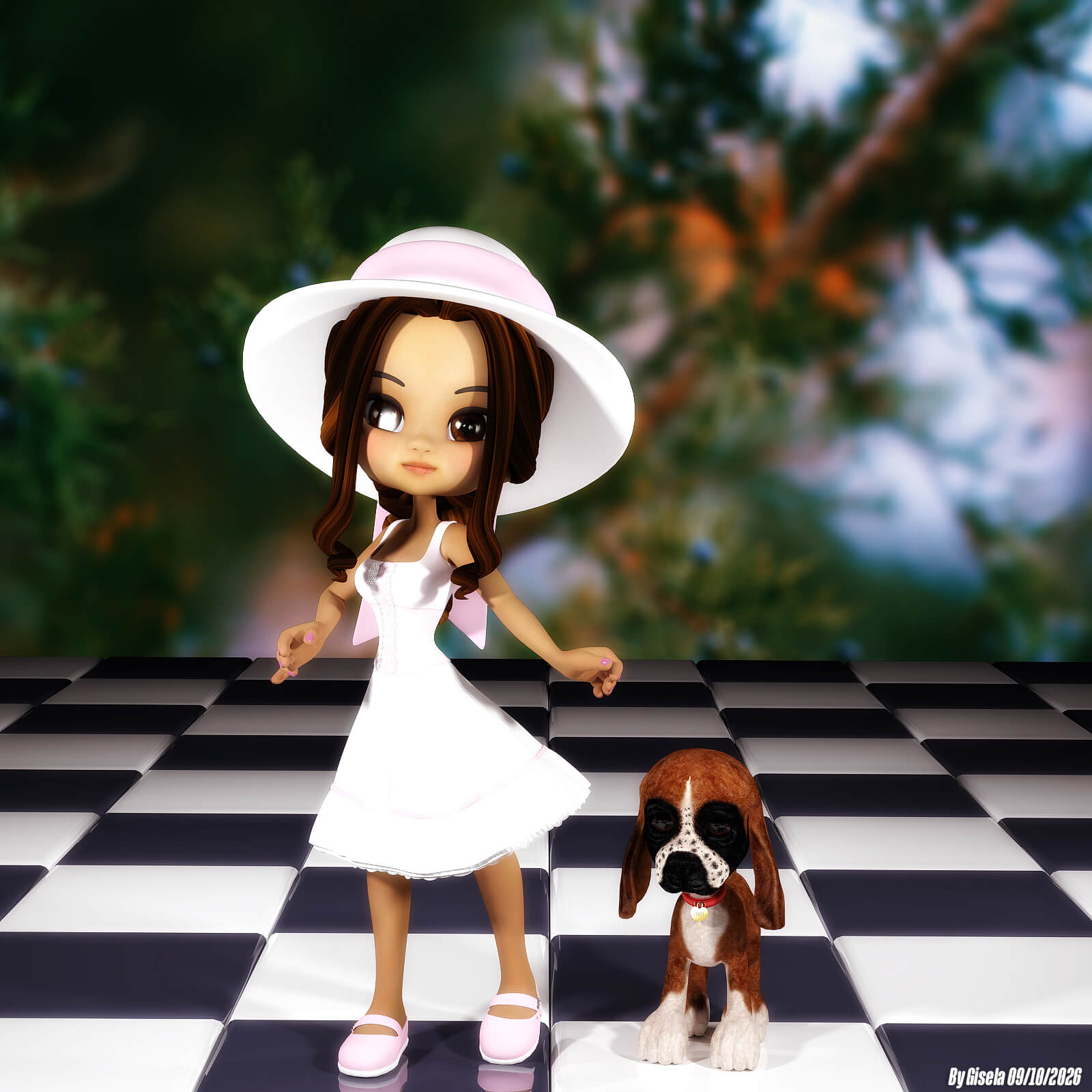Cookie and Toon Dog 3D Render, Digital Artwork by Gise
