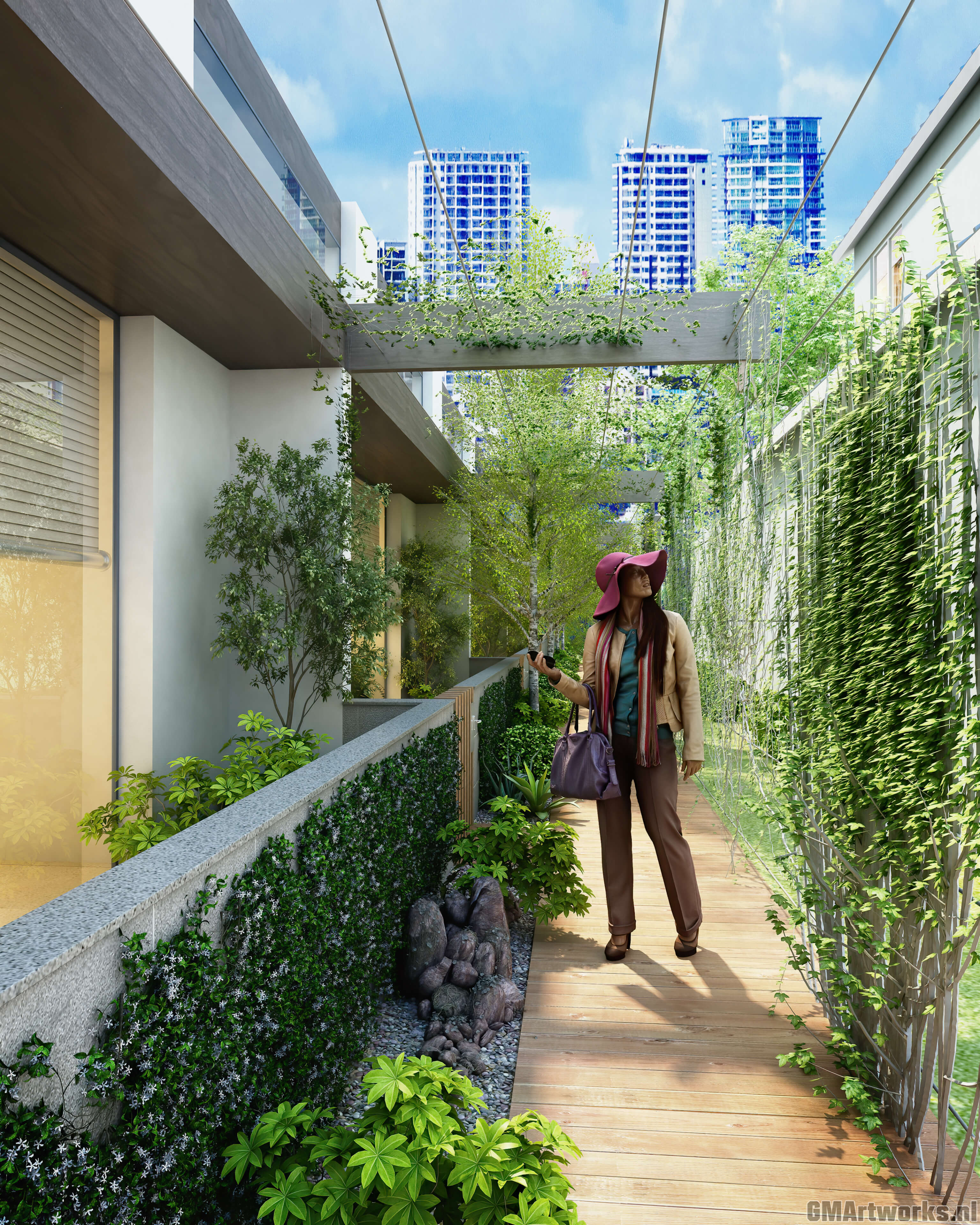 Esmee Through the Garden Aisle 3D Render, Digital Artwork by GMArtworks