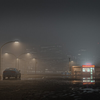 Night Snack on The Parkinglot 3D Wallpaper