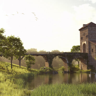 The Old Bridge 3D Wallpaper