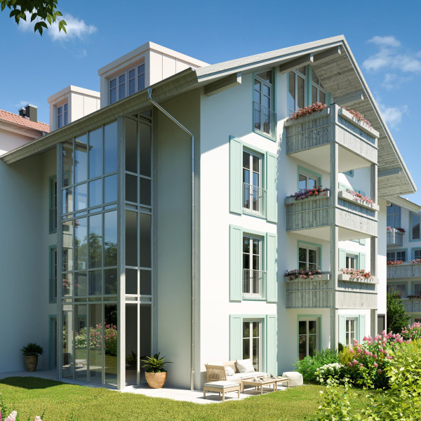 Apartment Building Bad Tlz  Alpine-Style Exterior Rendering & Gardens