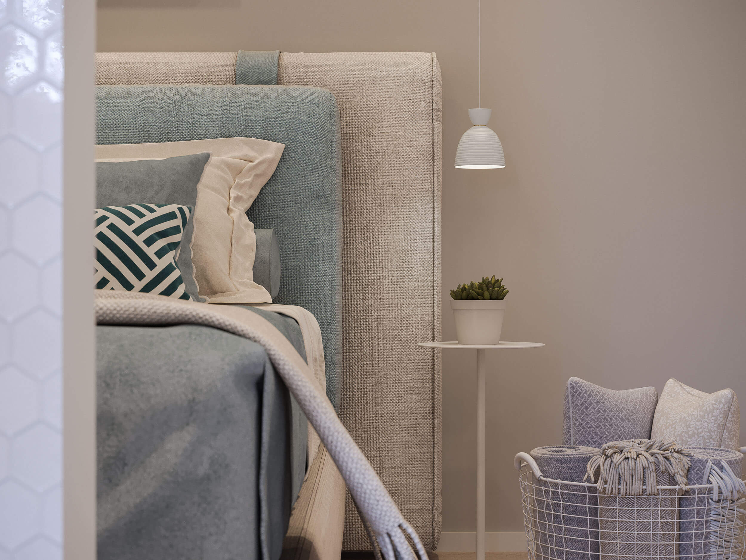 Baltic Sea Holiday Apartment Scandinavian Maritime Interior Visualization 3D Render, Digital Artwork by gmsvision