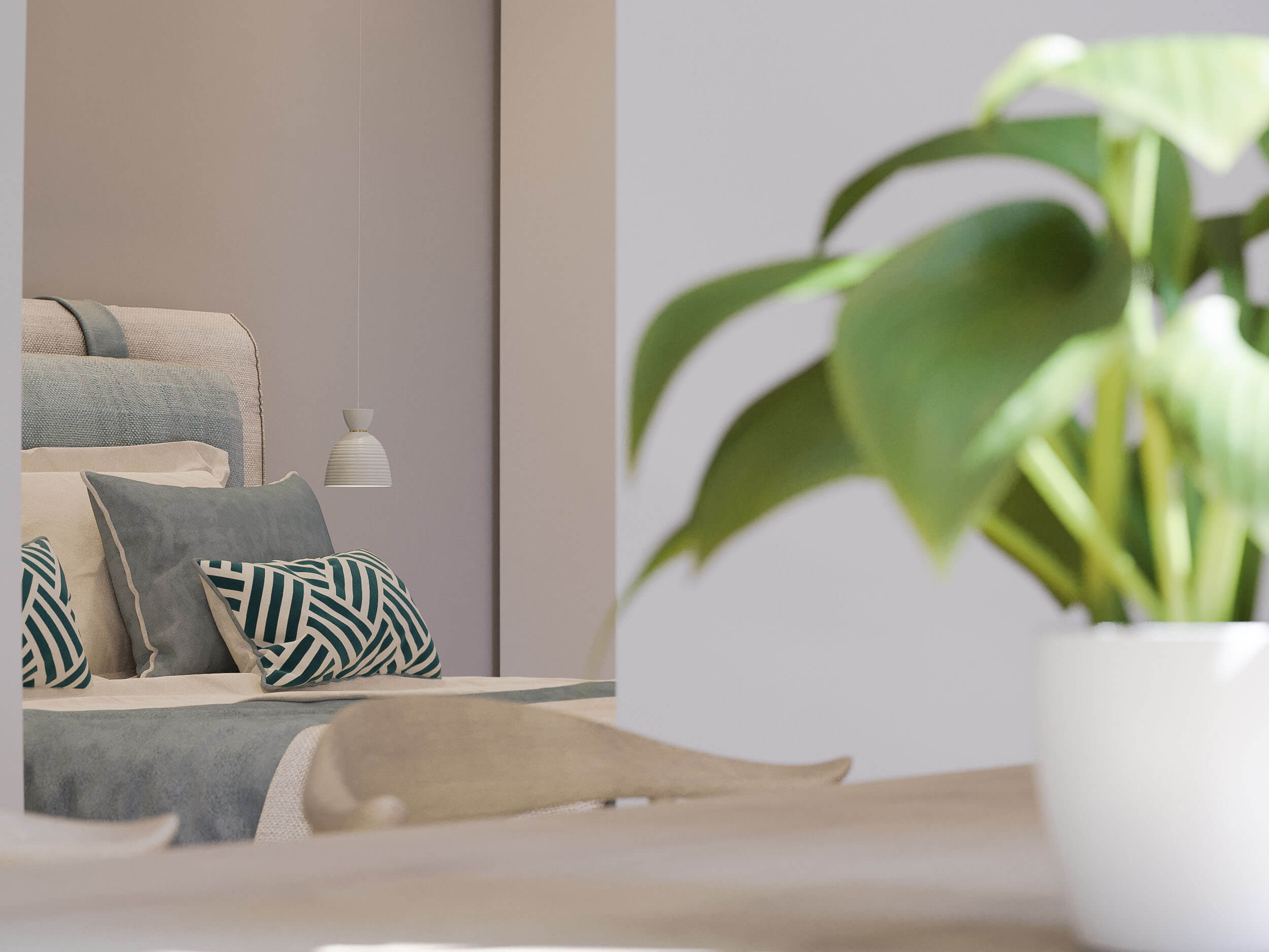 Baltic Sea Holiday Apartment Scandinavian Maritime Interior Visualization 3D Render, Digital Artwork by gmsvision