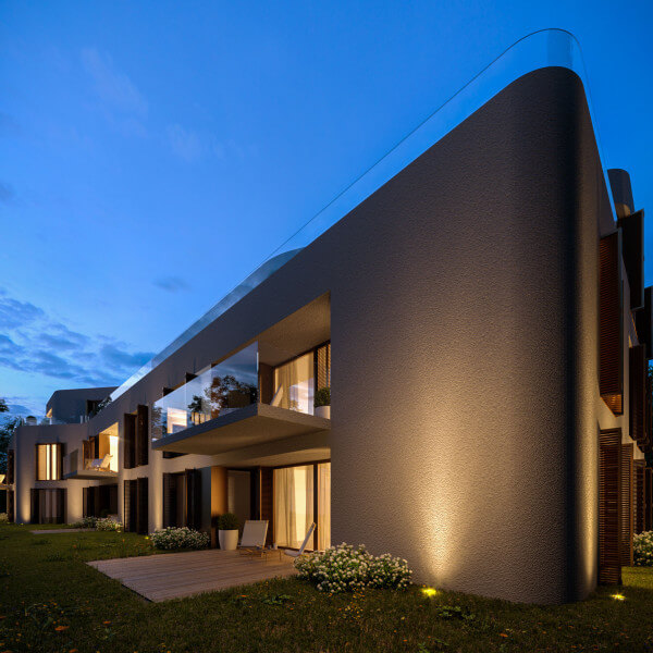 Benediktenwandstrae Berlin Residential Complex at Night 3D Rendering