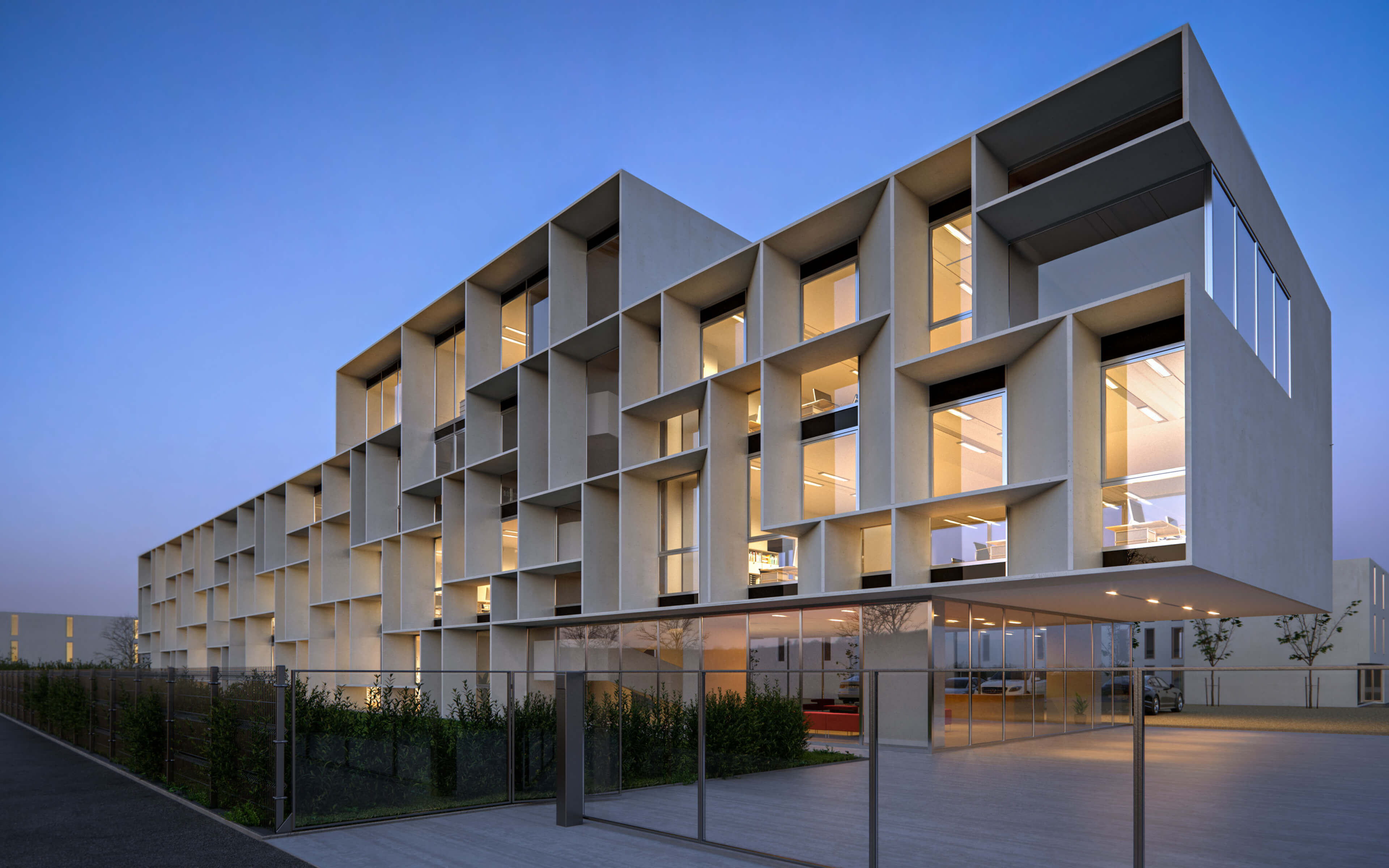 Bentini Headquarters Ravenna Modern Office Building 3D Rendering 3D Render, Digital Artwork by gmsvision