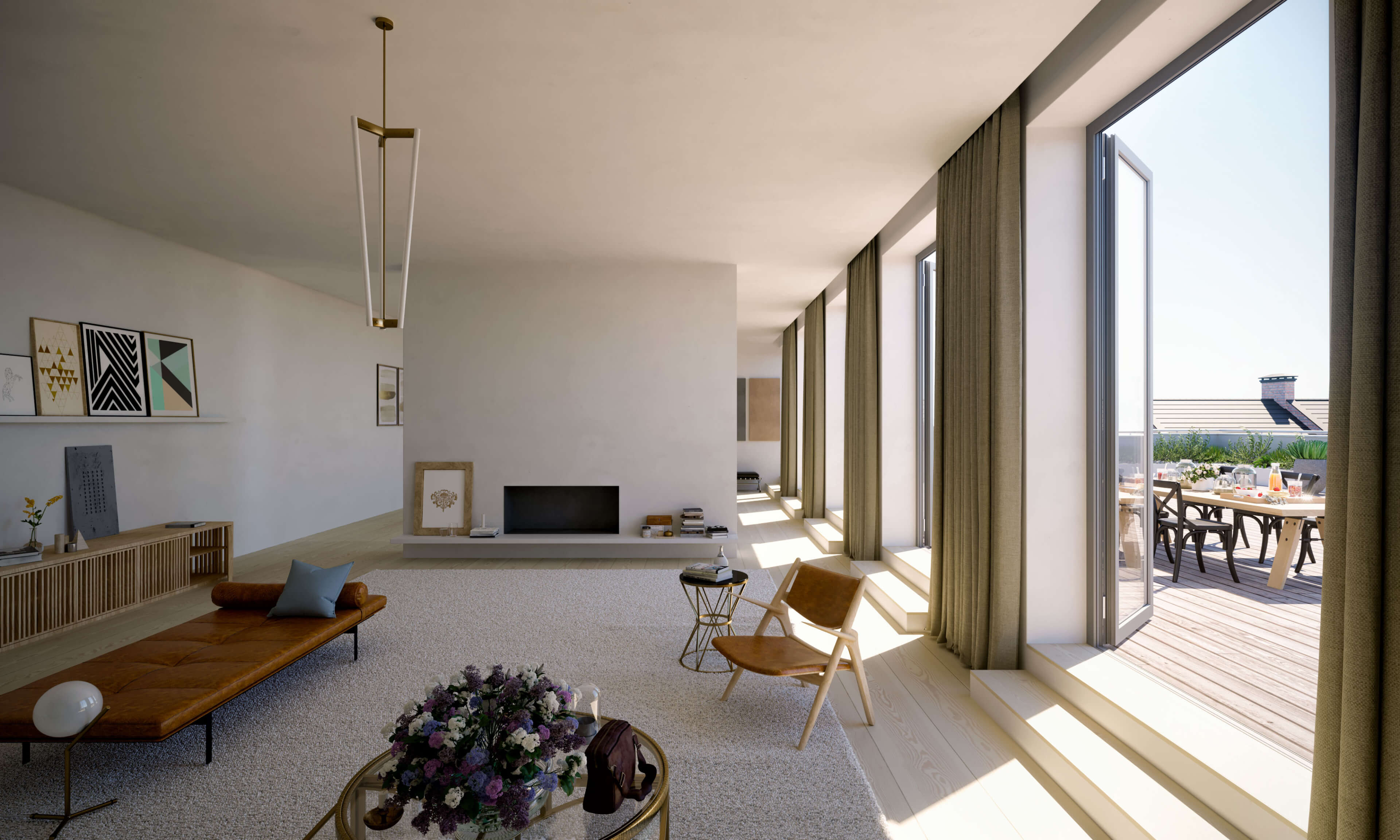 Berlin Penthouse Day to Night Interior Lighting Study 3D Light Simulation 3D Render, Digital Artwork by gmsvision