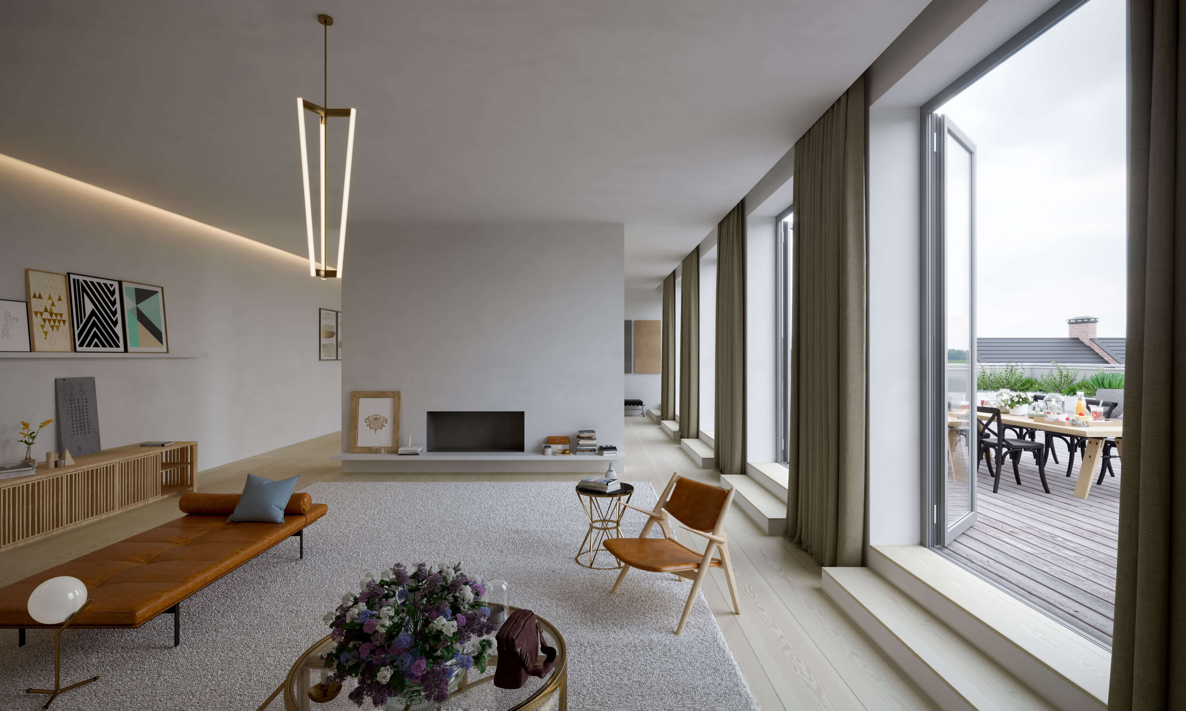 Berlin Penthouse Day to Night Interior Lighting Study 3D Light Simulation 3D Render, Digital Artwork by gmsvision