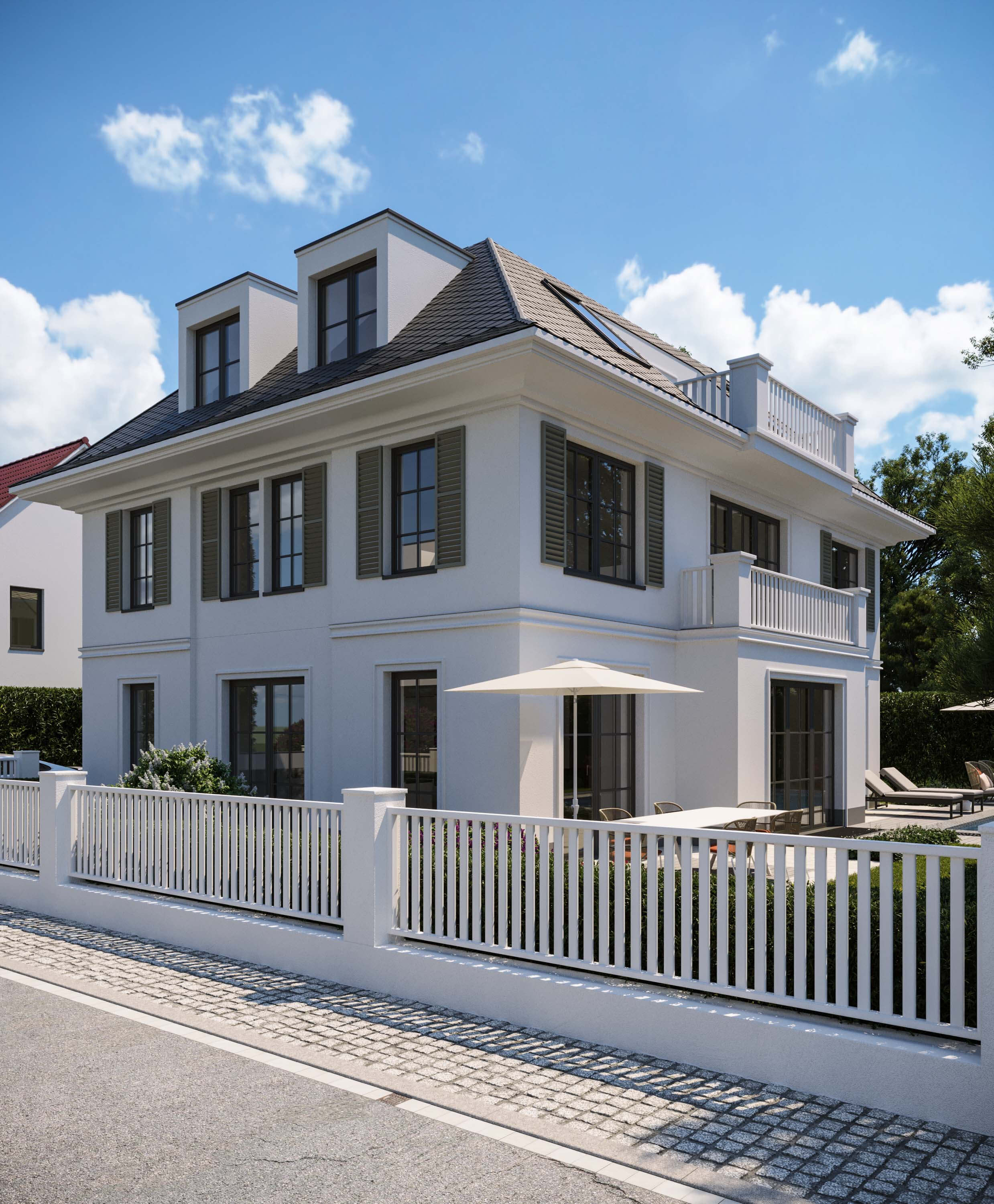 City Villa Konitzer Strae Berlin Garden & Pool Photorealistic Rendering 3D Render, Digital Artwork by gmsvision