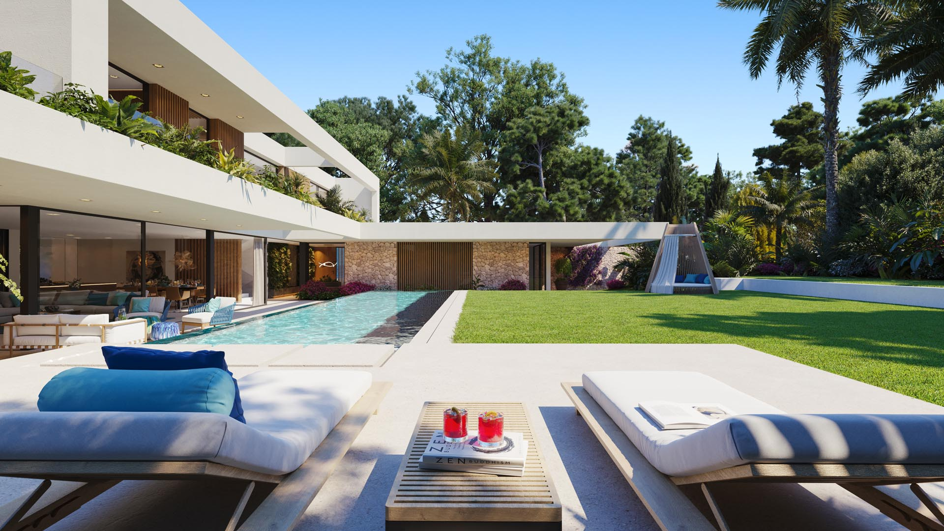 CLARITY Mallorca  Mediterranean Luxury Villa Exterior & Interior Renderings 3D Render, Digital Artwork by gmsvision