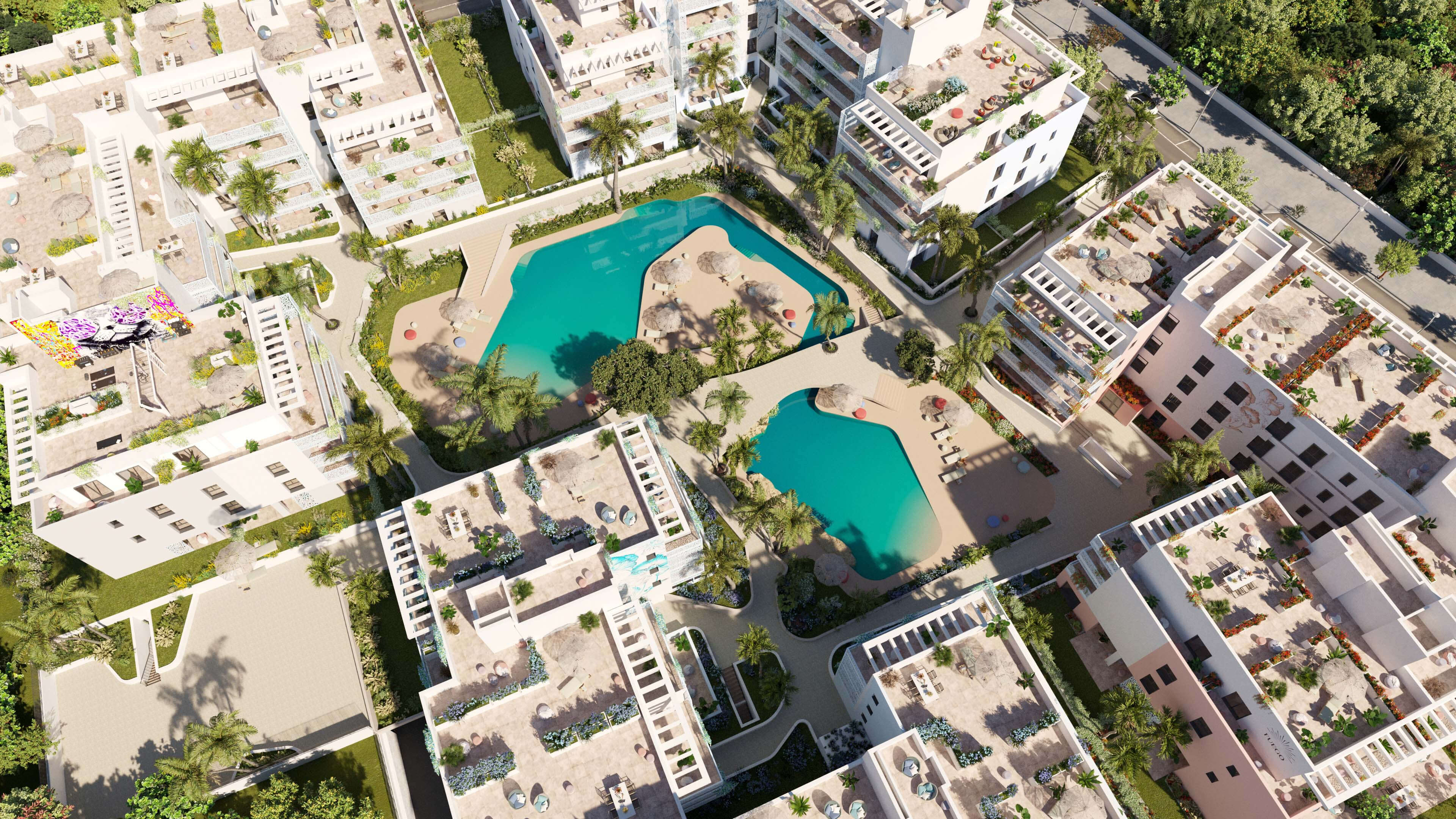CREO Ibiza Four Elements Residential Complex Architectural Visualization 3D Render, Digital Artwork by gmsvision