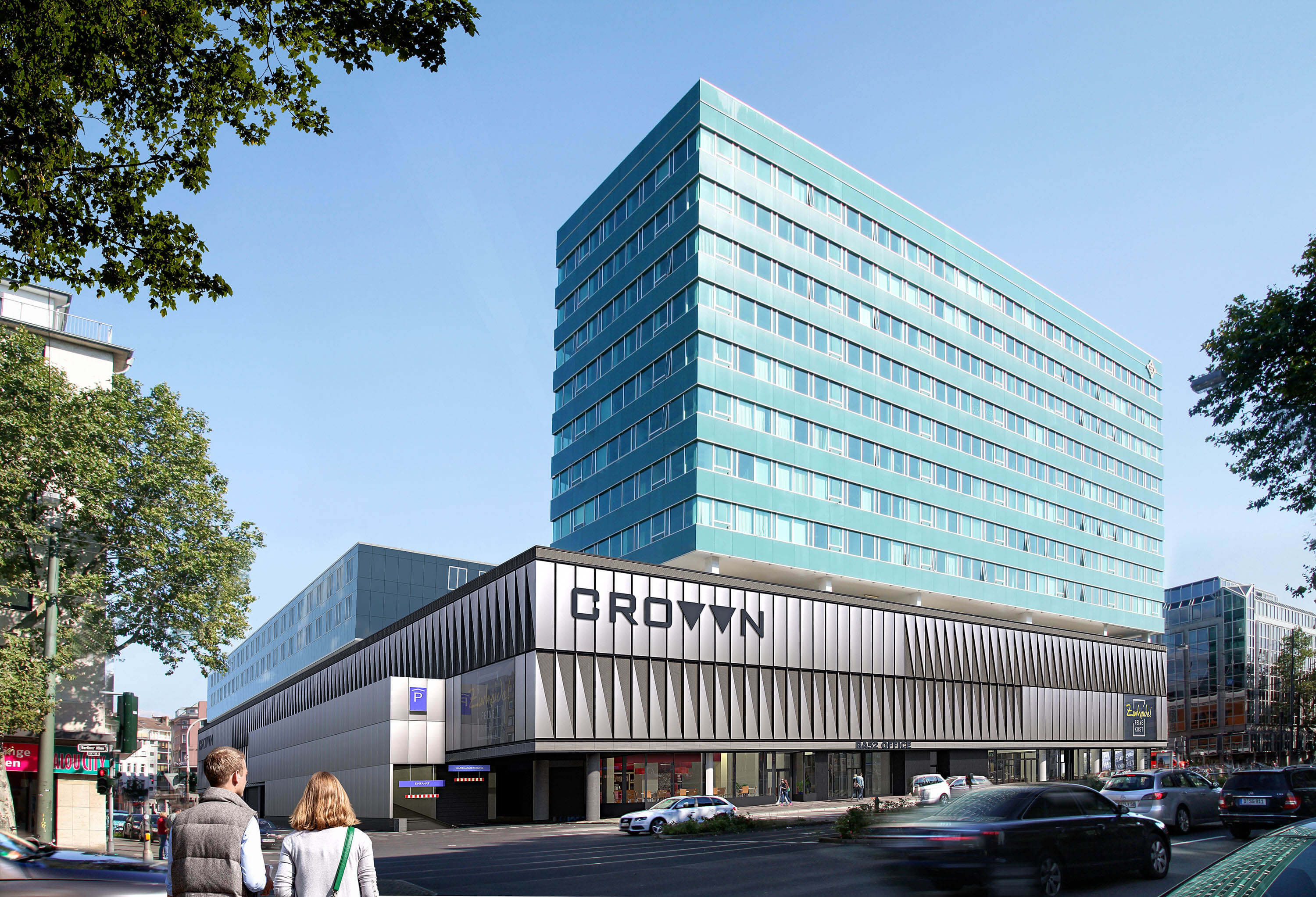 Crown Dsseldorf Mixed-Use Building with Folded Faade 3D Rendering 3D Render, Digital Artwork by gmsvision