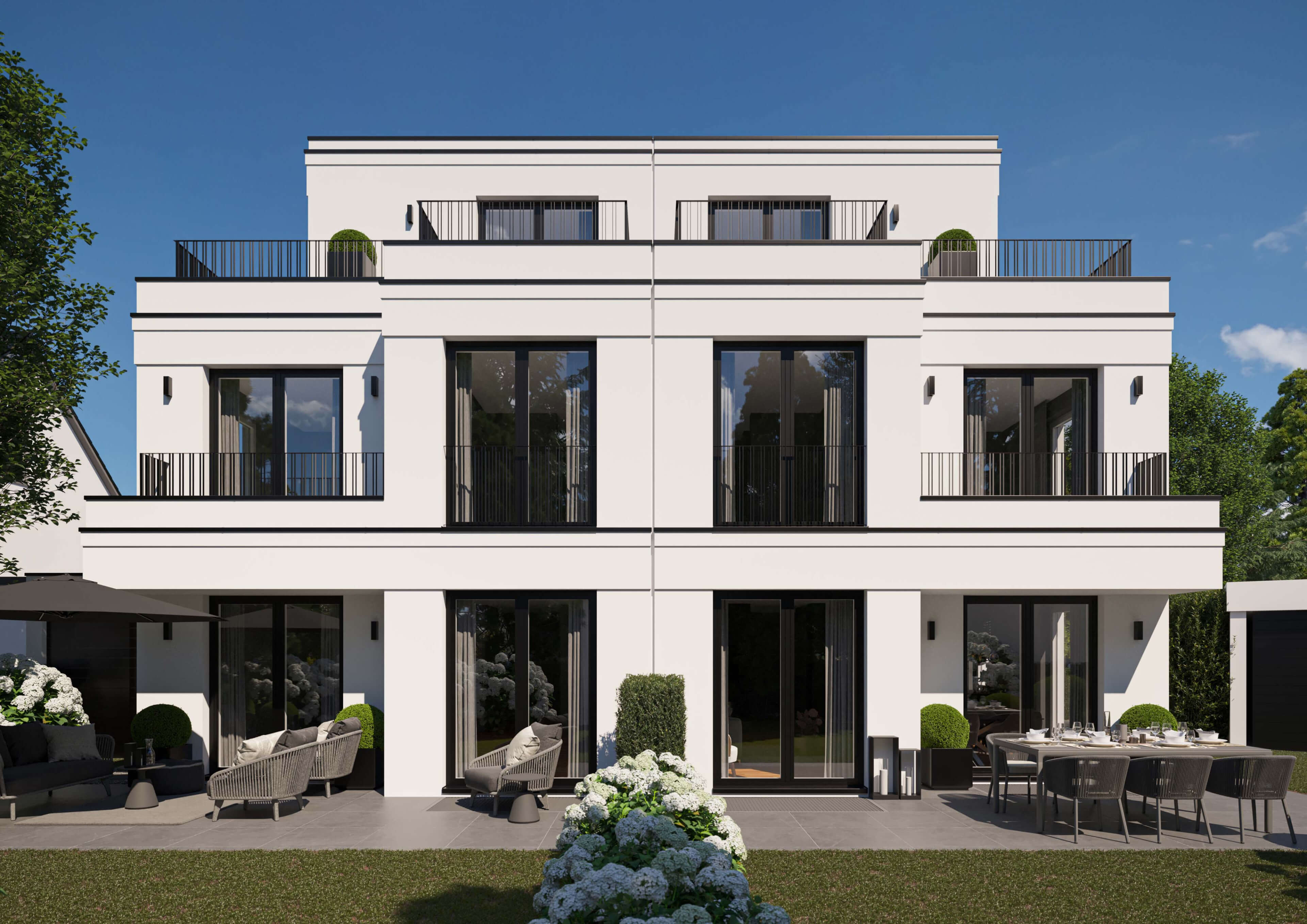Haus Saphir Munich Modern Residential Building Architectural Visualization 3D Render, Digital Artwork by gmsvision