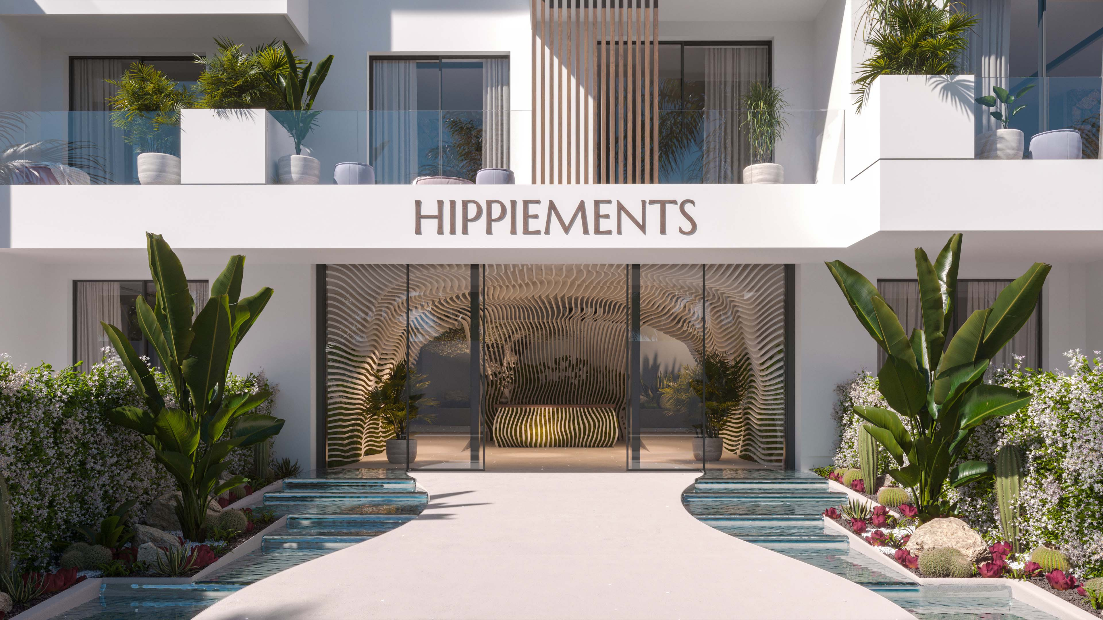 Hippiements Ibiza  Apartment Development at Playa den Bossa 3D Visualization 3D Render, Digital Artwork by gmsvision