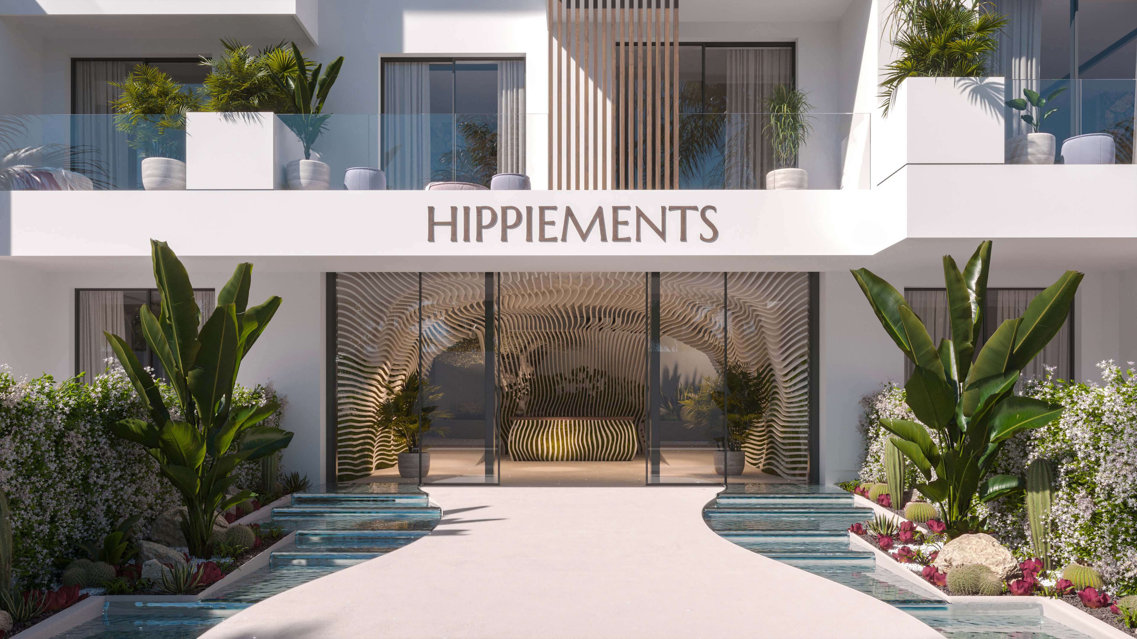 Hippiements Ibiza Apartment Development at Playa den Bossa 3D Visualization 3D Render, Digital Artwork by gmsvision