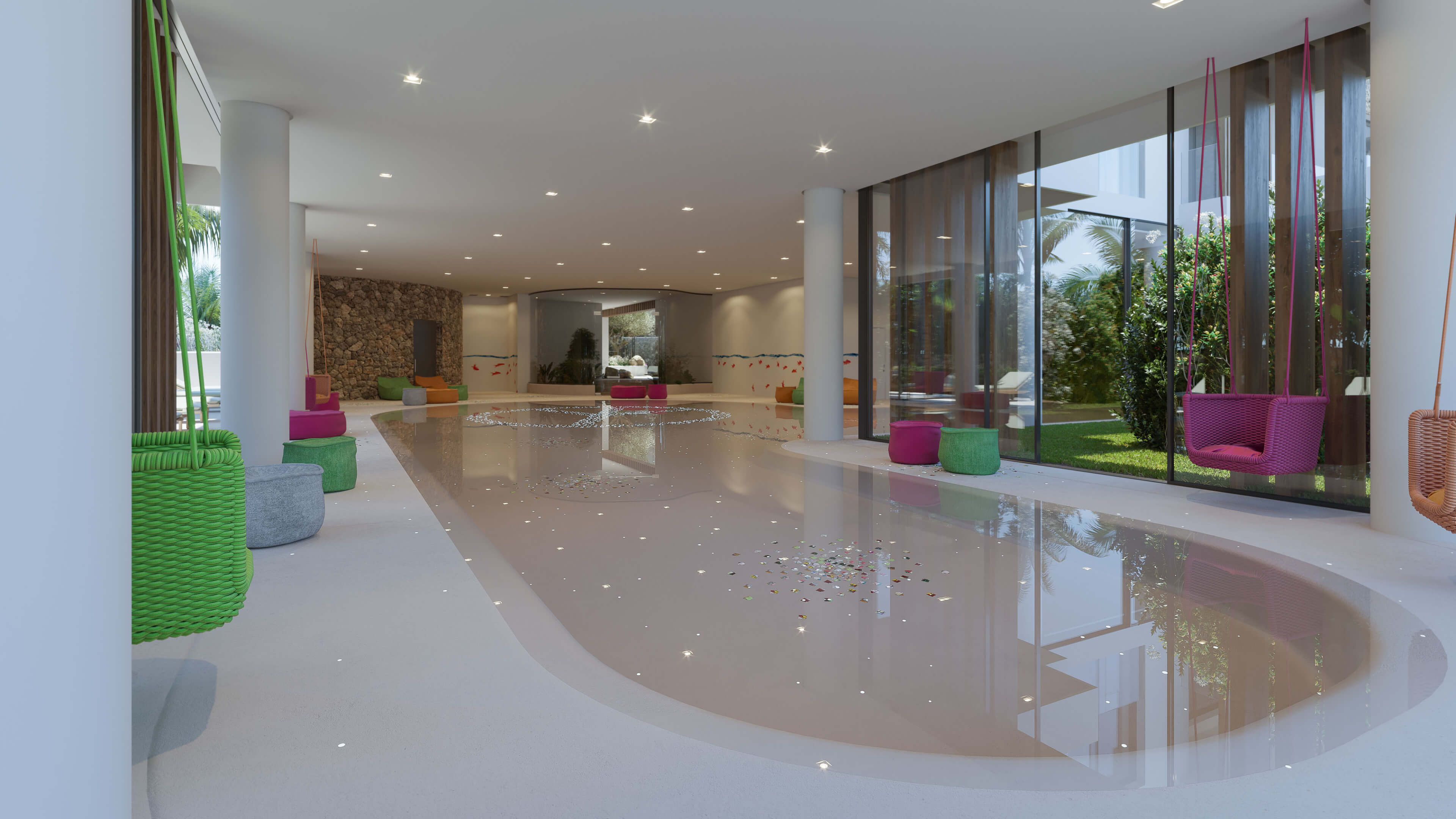 Hippiements Ibiza Apartment Development at Playa den Bossa 3D Visualization 3D Render, Digital Artwork by gmsvision