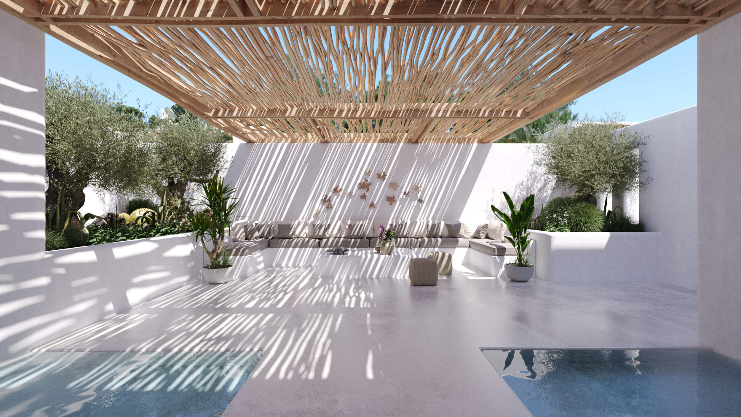 Hippiements Village Ibiza Waterfront Luxury Villas 3D Visualization 3D Render, Digital Artwork by gmsvision